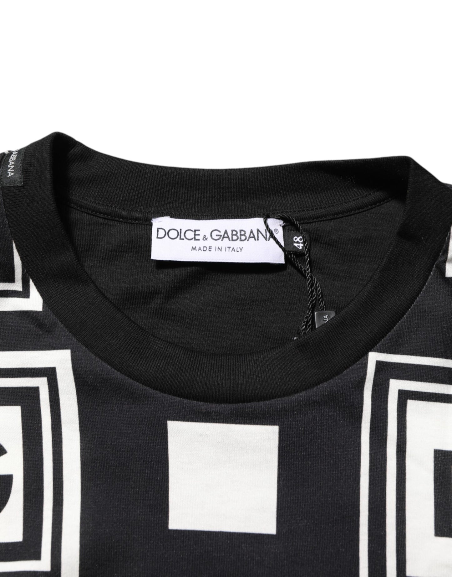 Black Logo Monogram Cotton Crew Neck T-shirt