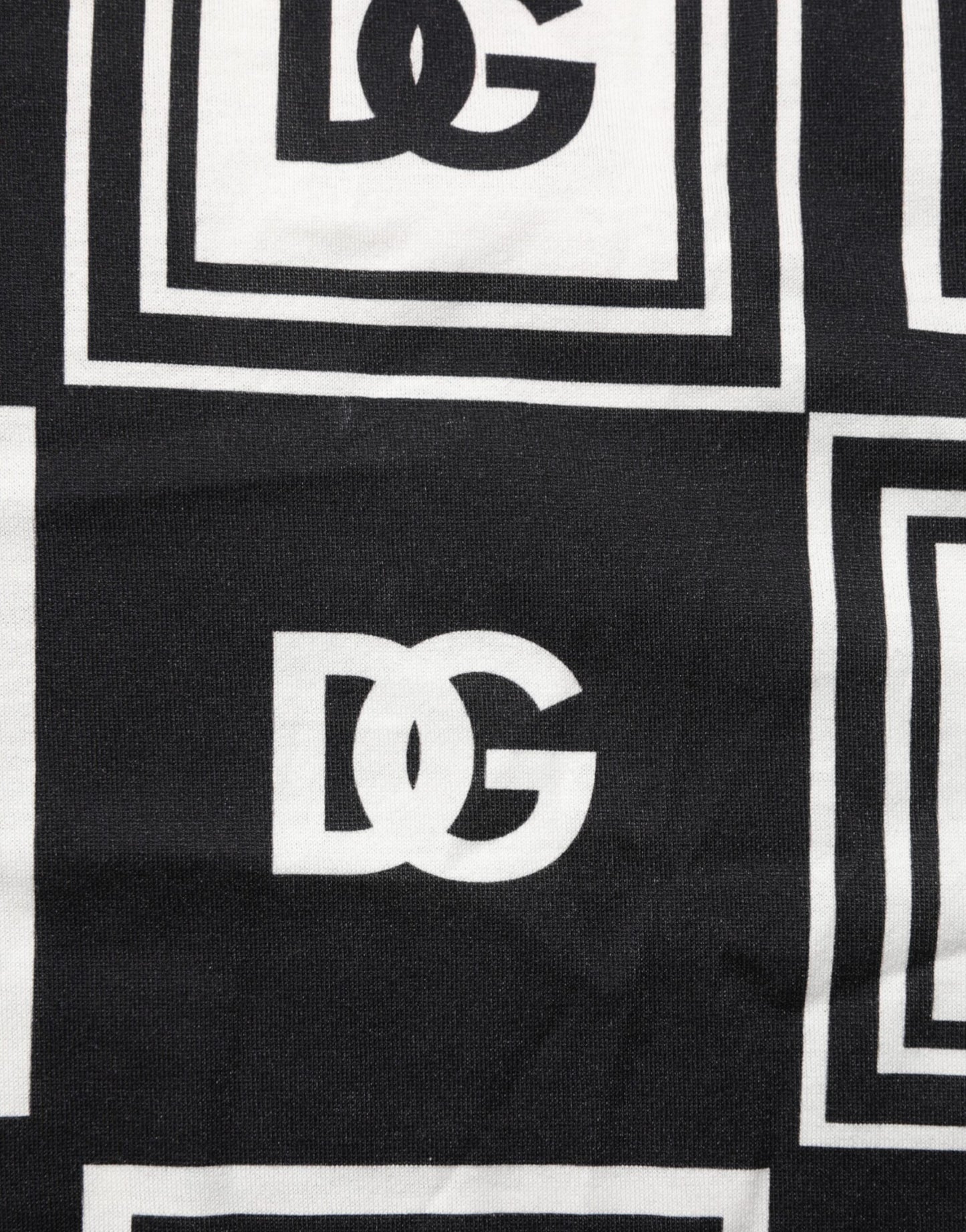 Black Logo Monogram Cotton Crew Neck T-shirt