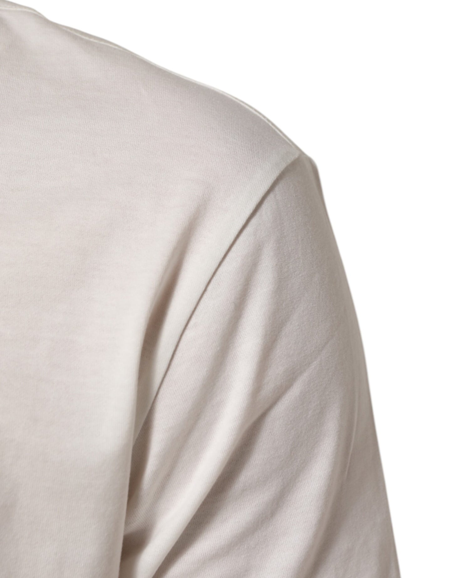 White Cotton Logo Print Crew Neck Men T-shirt