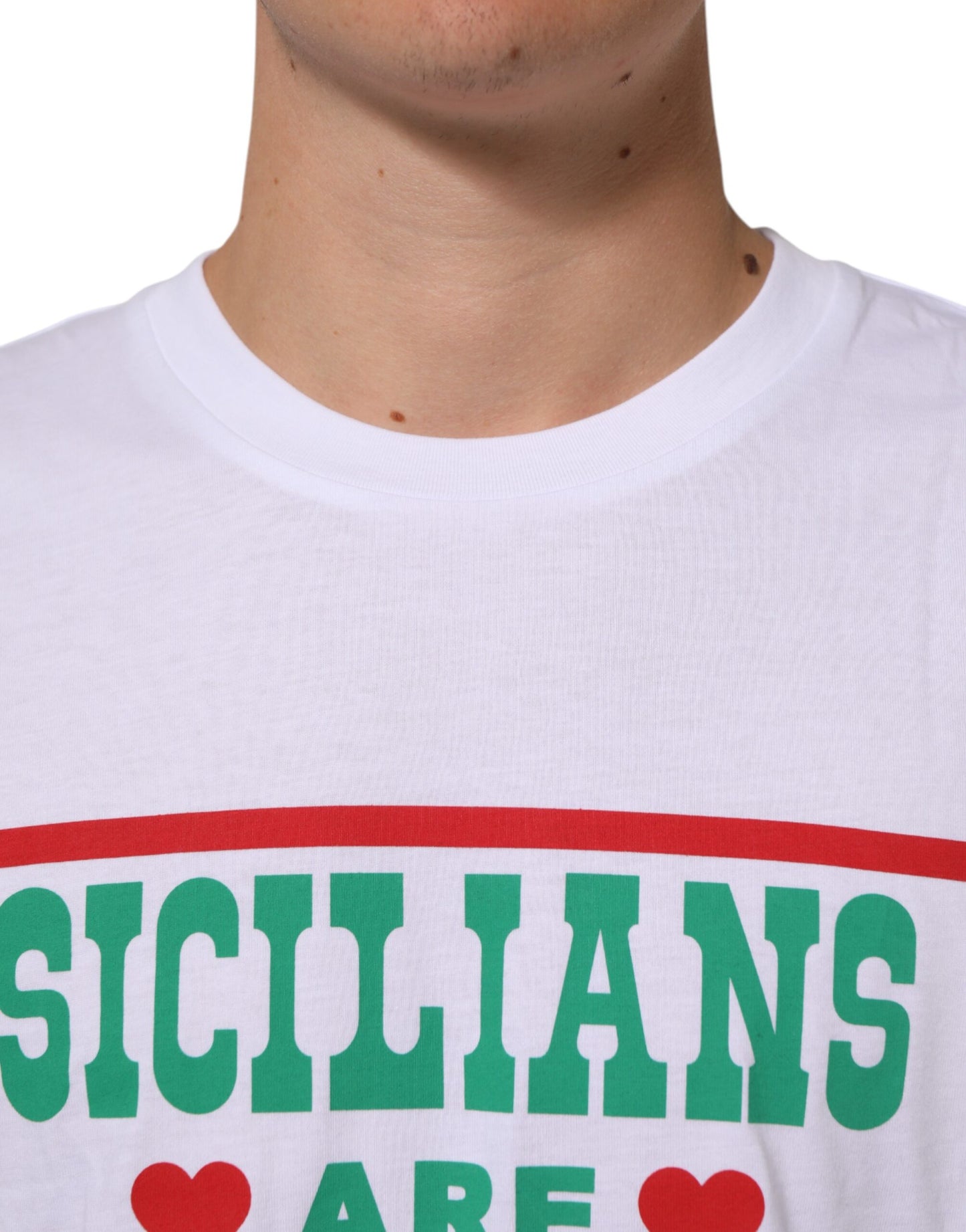 White Graphic Print Cotton CrewNeck T-shirt