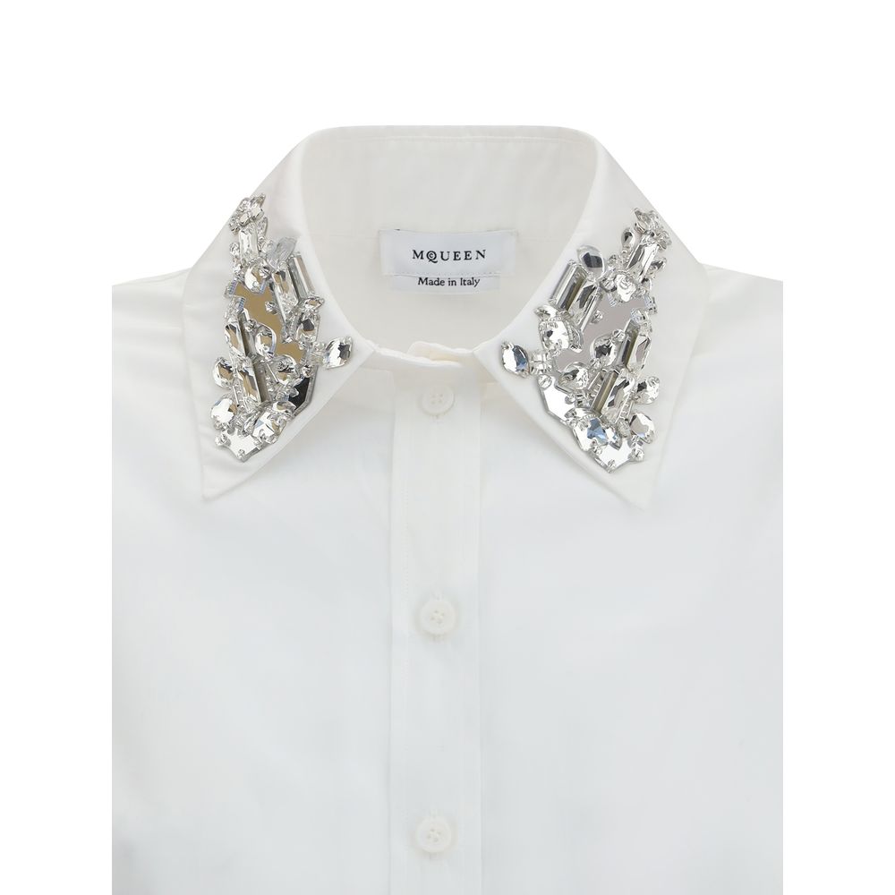 Long-sleeved Shirt with embellished collar