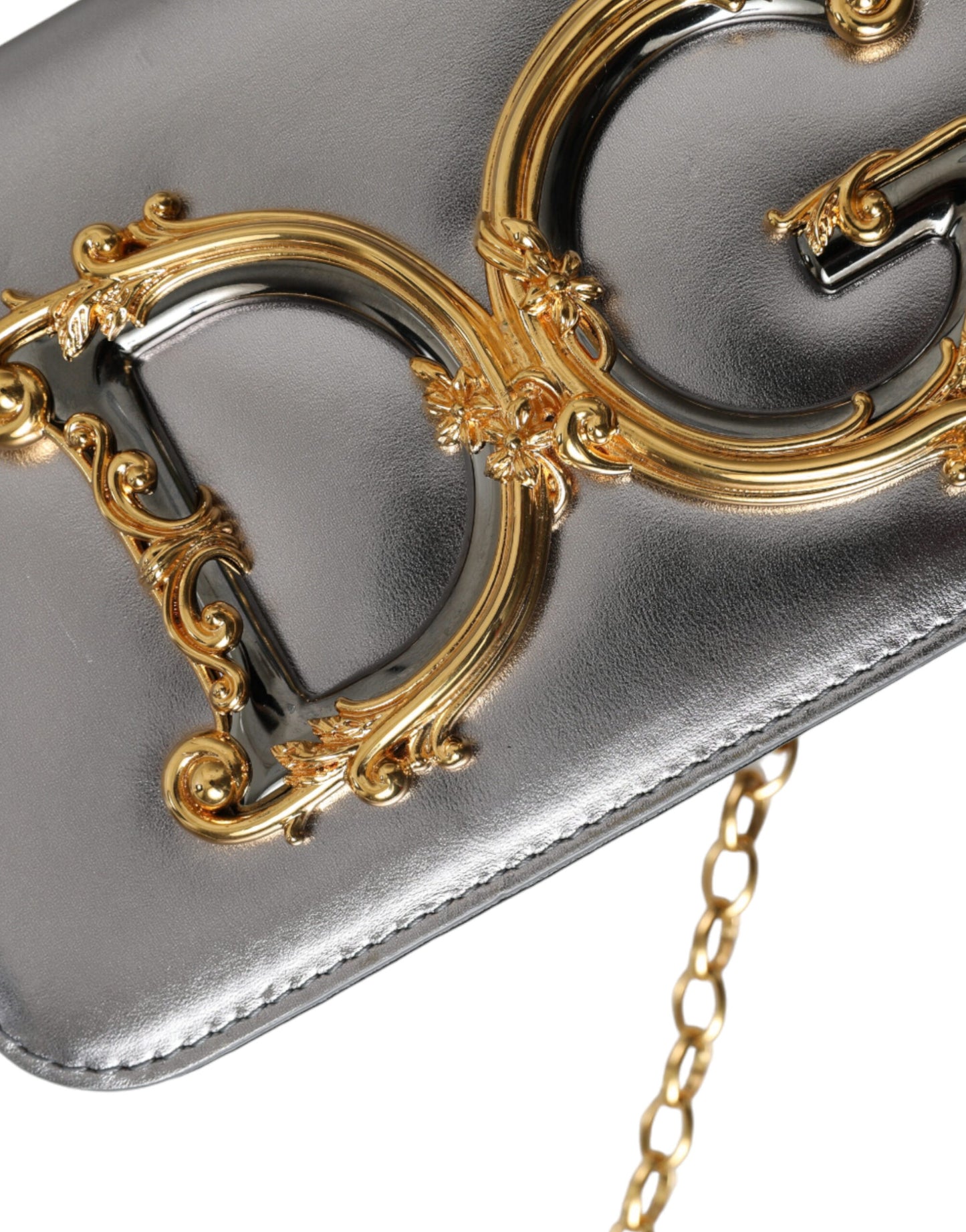 Metallic Silver Nappa Mini DG Girls Shoulder Borse Bag
