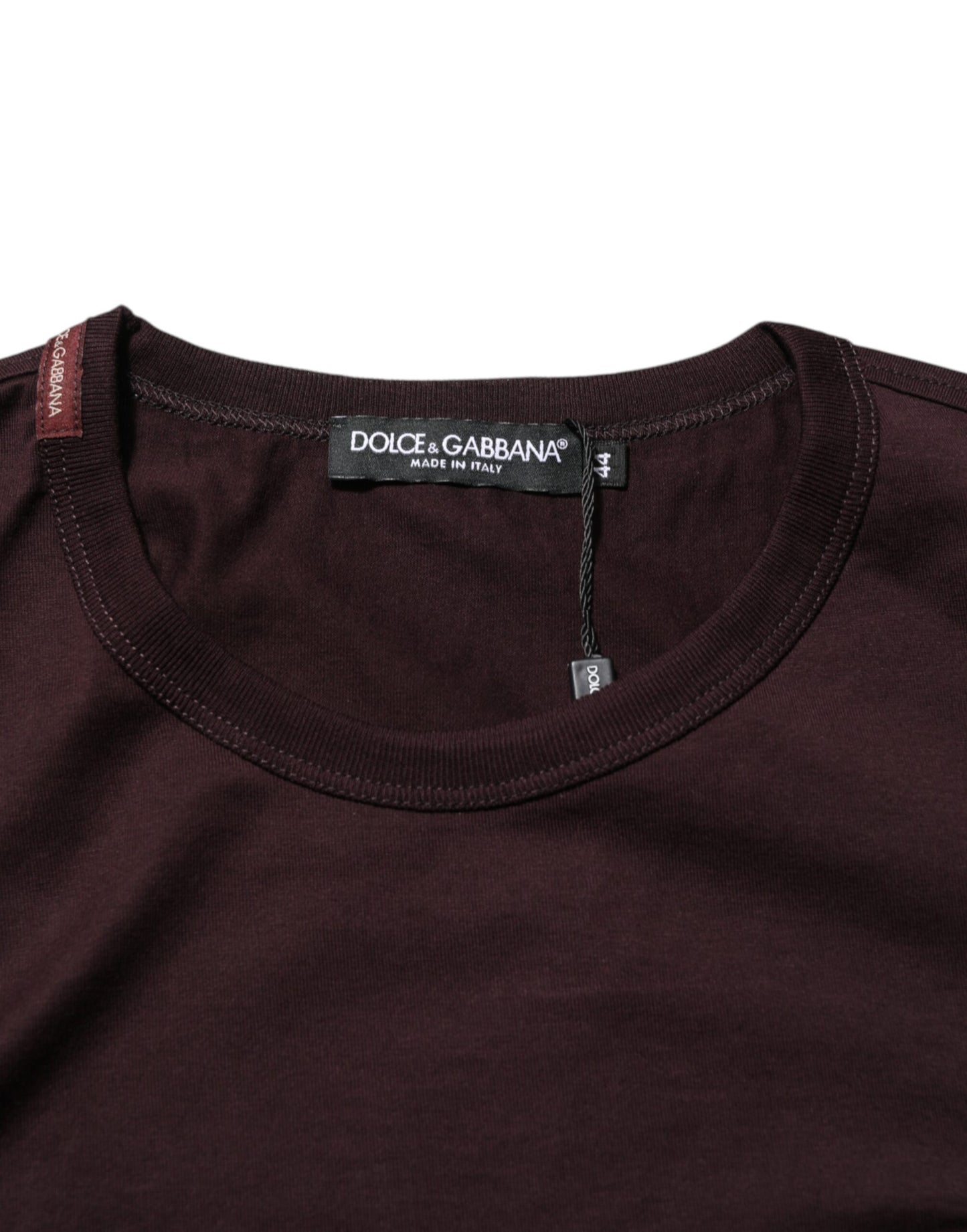 Dolce & Gabbana Brown Logo Plaque Cotton Crew Neck T-shirt