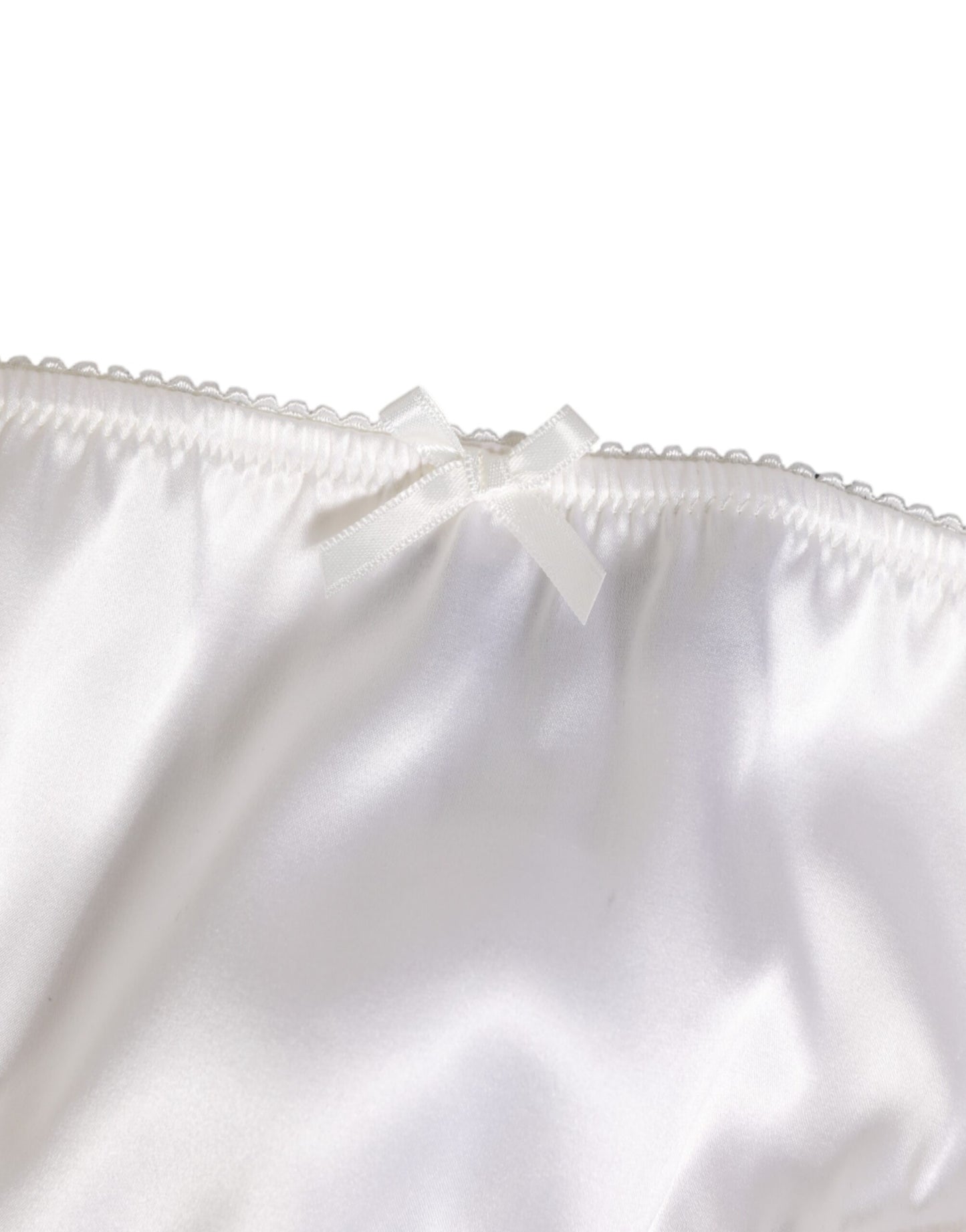 White Silk Satin Floral Lace Panty Brief Underwear