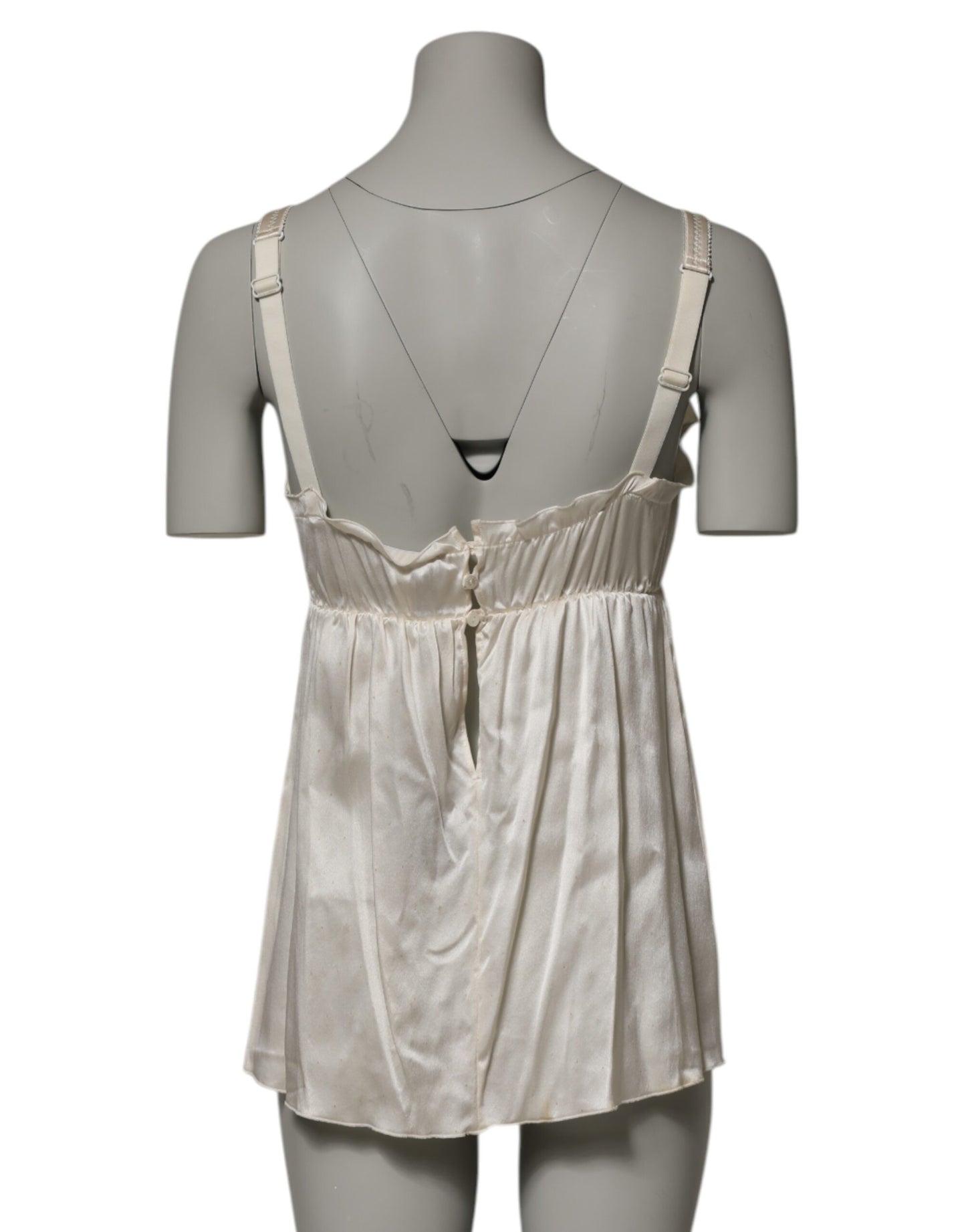 Ivory Satin Lace Tank Lingerie Top Underwear