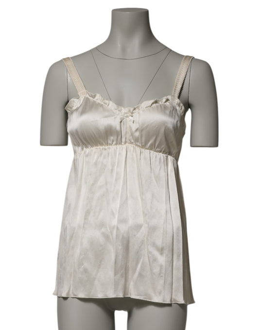 Ivory Satin Lace Tank Lingerie Top Underwear