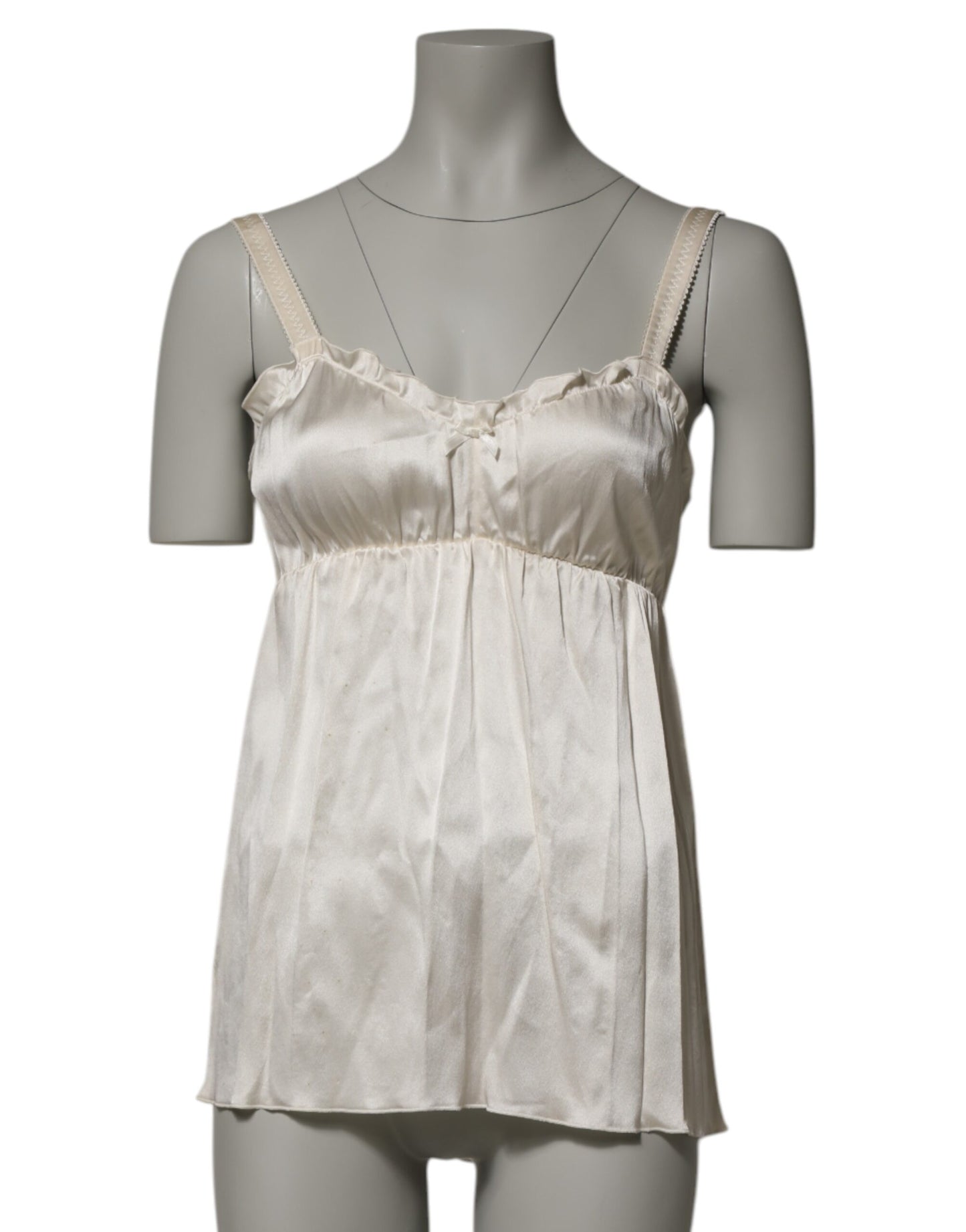 Ivory Satin Lace Tank Lingerie Top Underwear