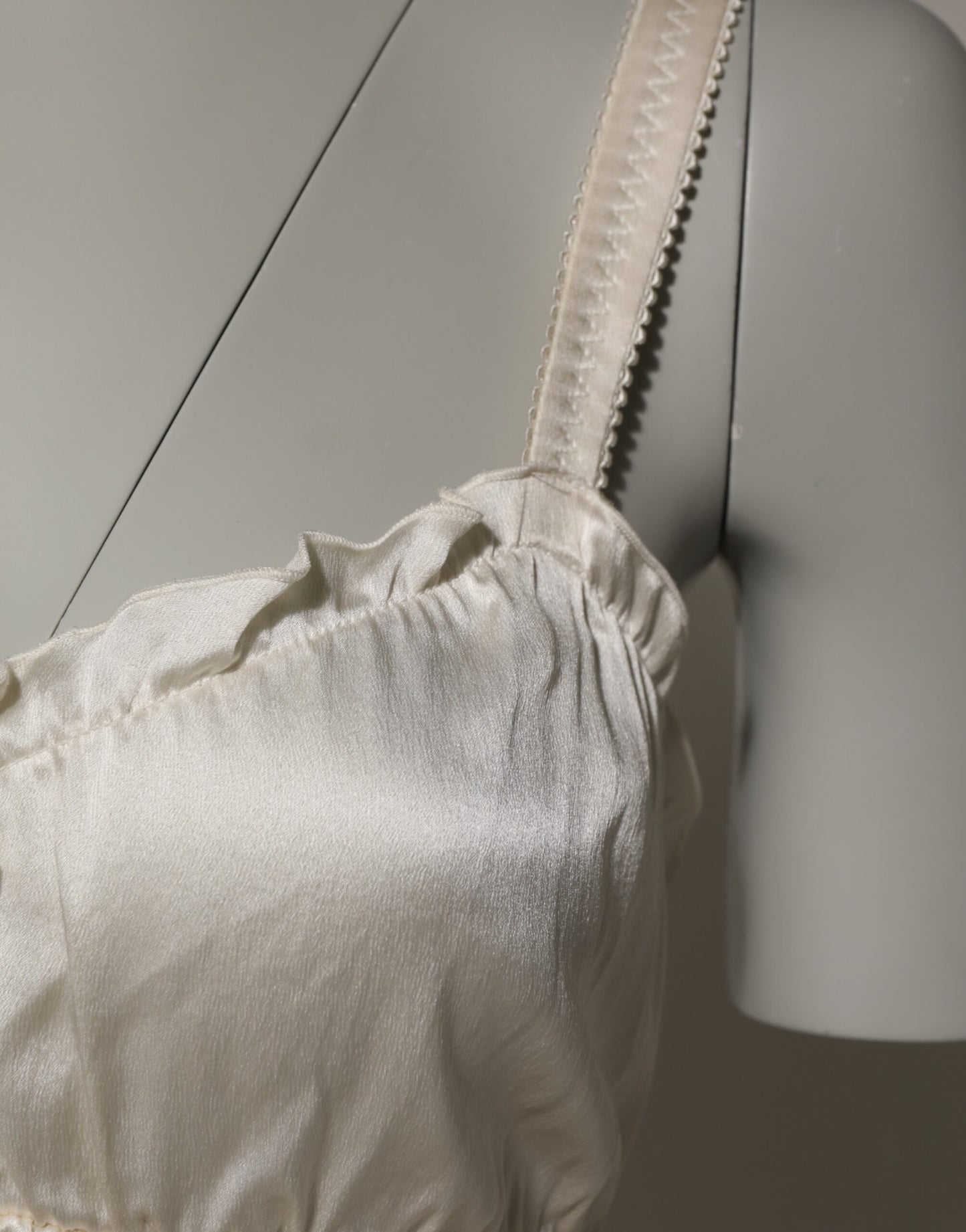 Ivory Satin Lace Tank Lingerie Top Underwear