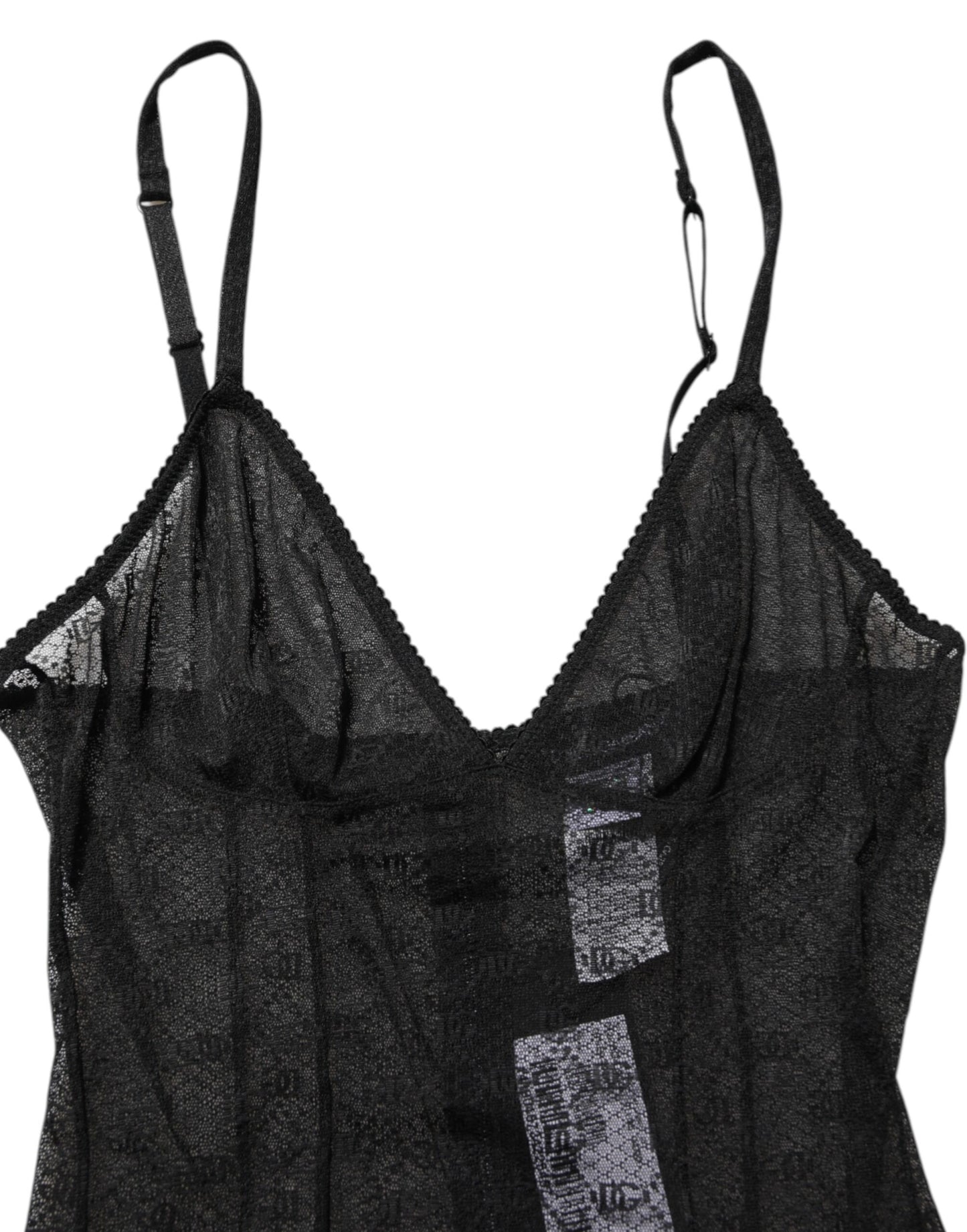 Black Nylon Stretch Bodysuit Lingerie Underwear