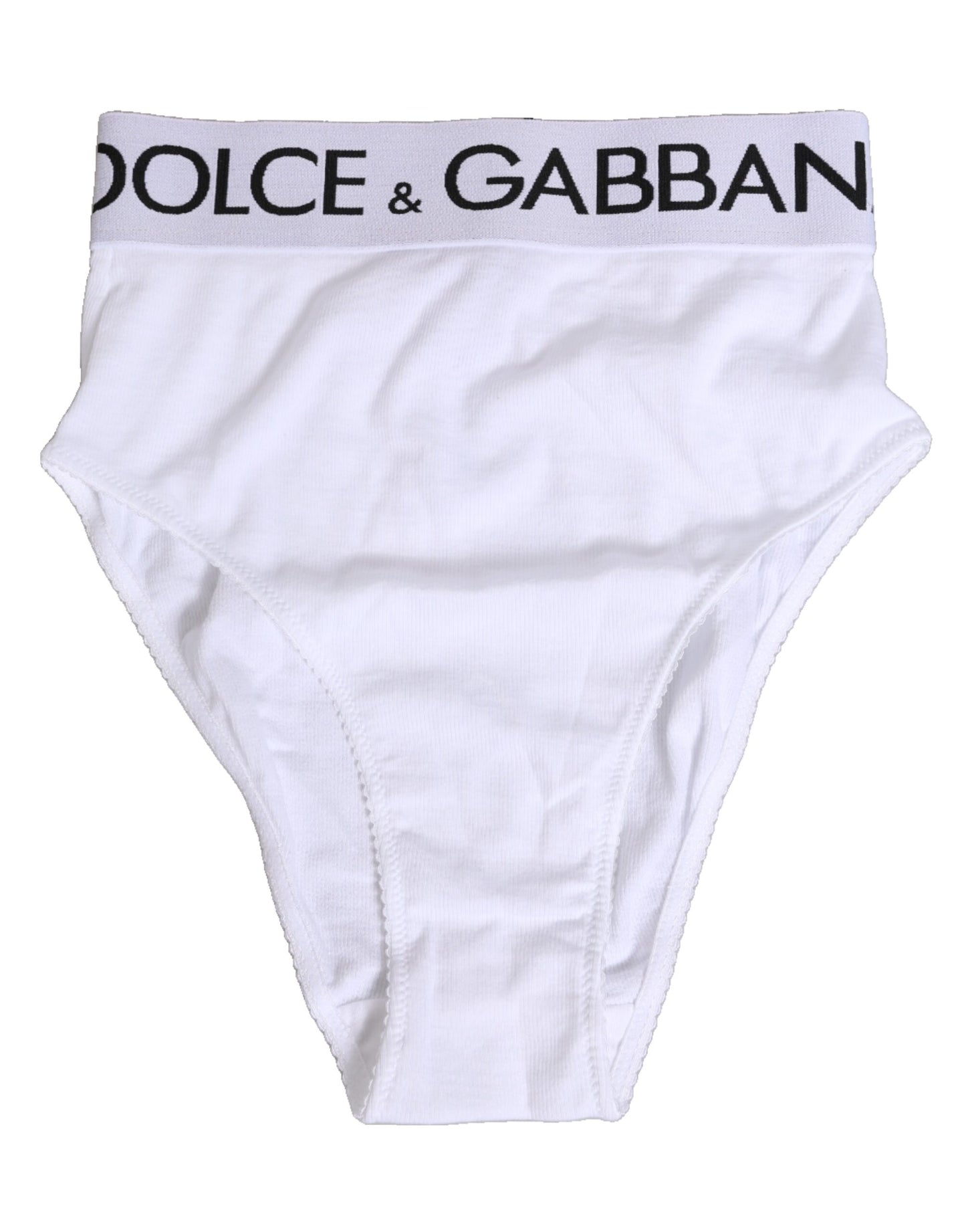 Dolce & Gabbana White Cotton Stretch High Waist Panty Underwear