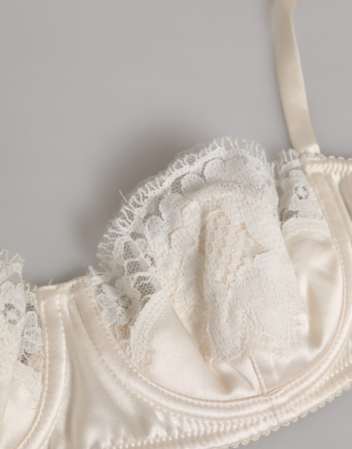 Off White Silk Underwired Balconette Bra Underwear