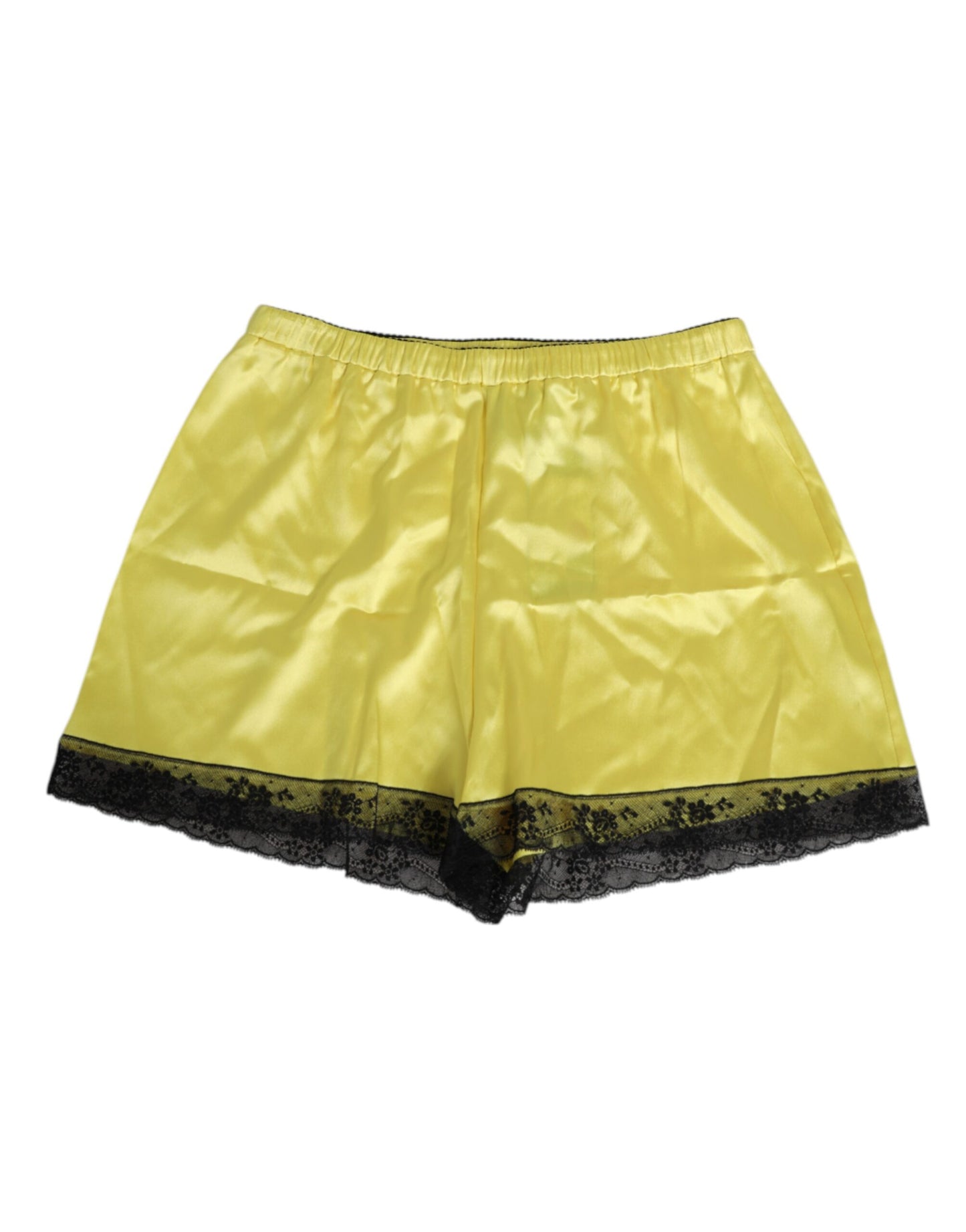 Yellow Satin Silk Mid Waist Underwear Shorts