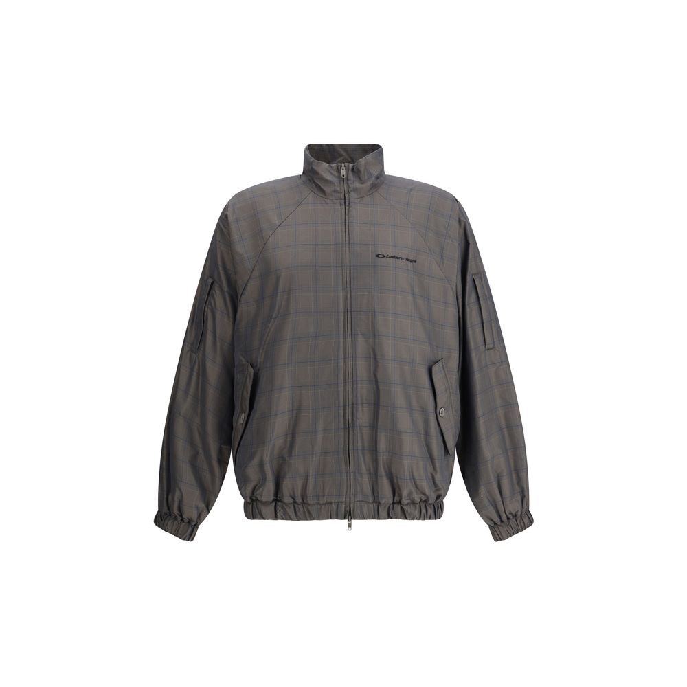 Zipped Jacket with Brown and Blue checked motif