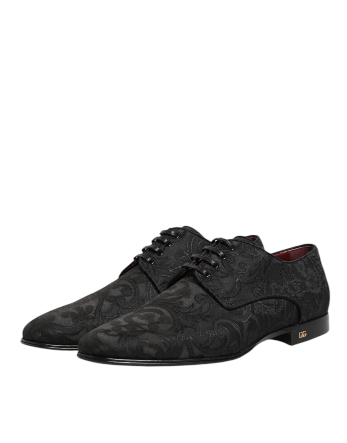 Black Brocade Lace Up Derby Men Dress Shoes