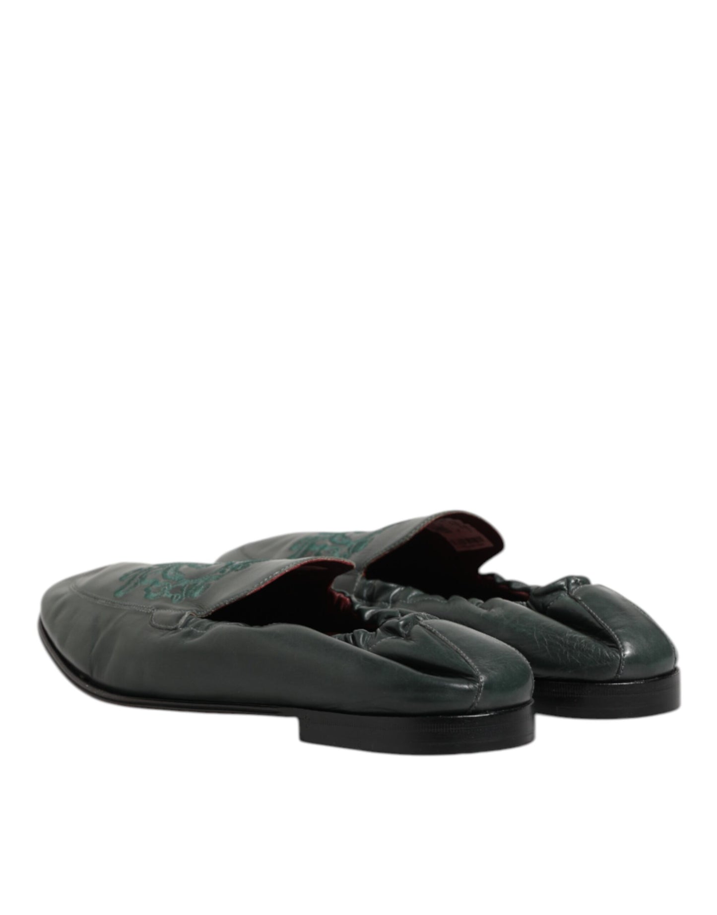 Green Leather Slip On Men Flat Loafers Shoes