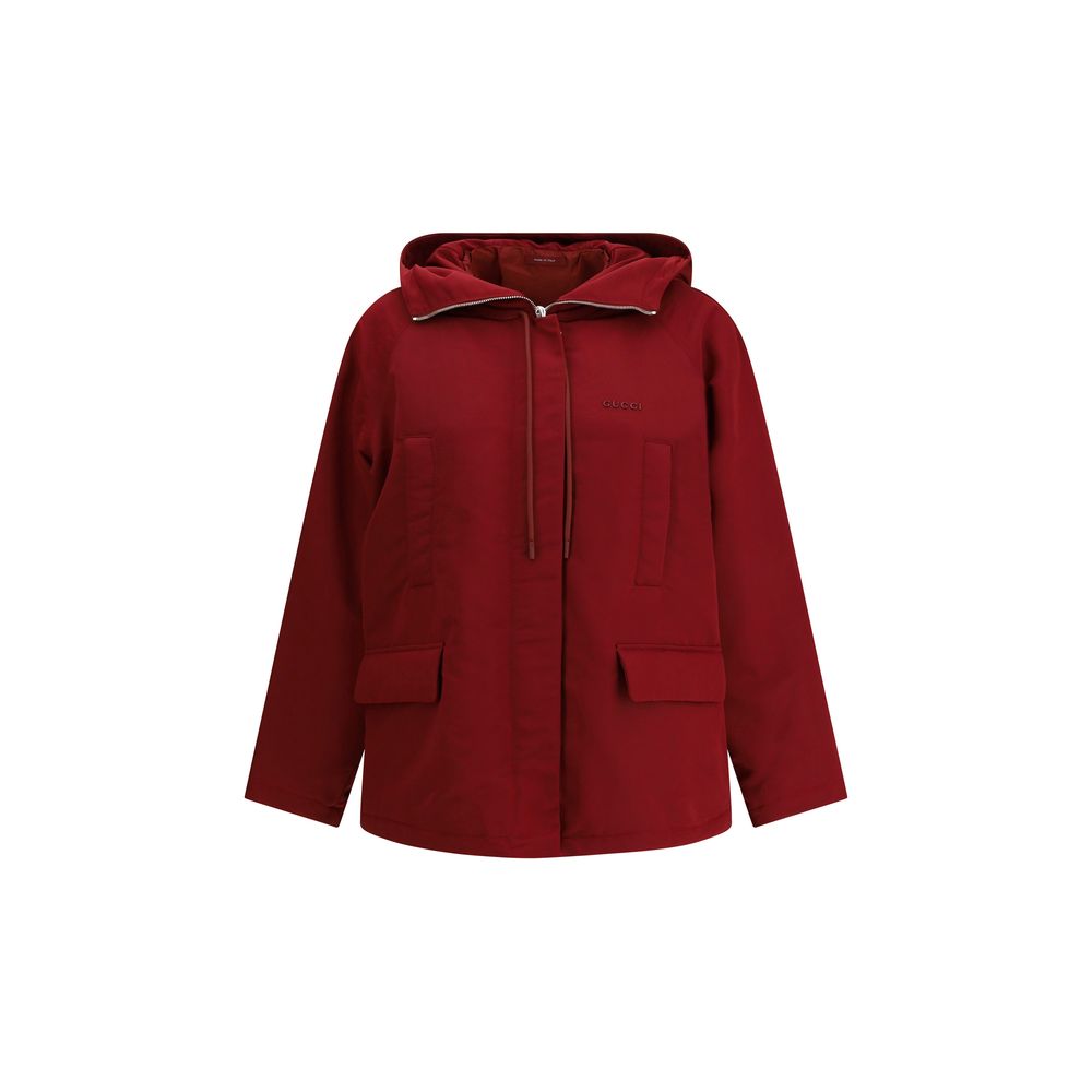 Red Polyester faille Jacket