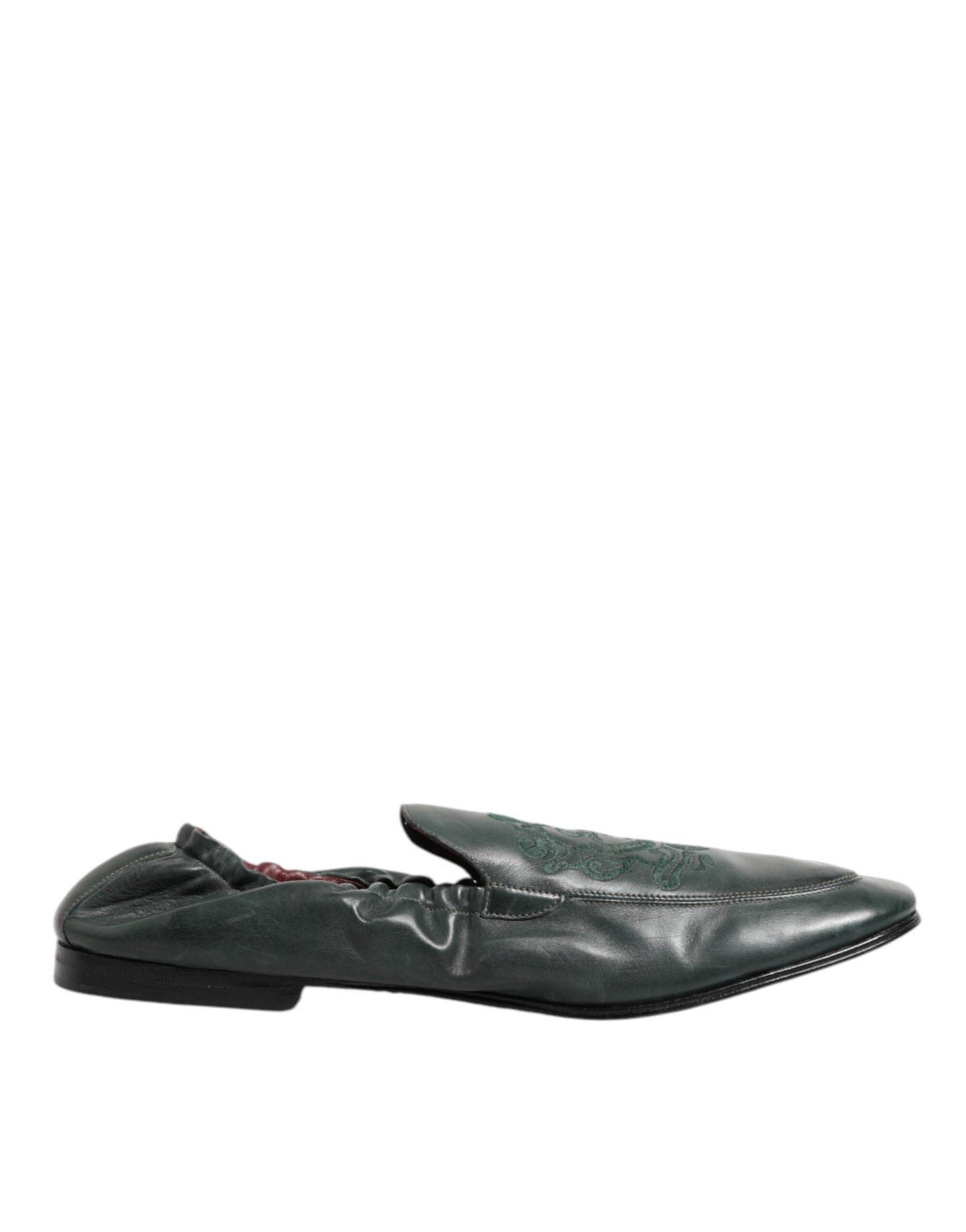 Green Leather Slip On Men Flat Loafers Shoes