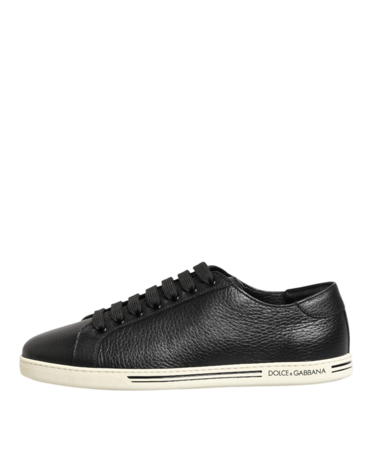 Black Leather Lace Up Low Top Sneakers Shoes