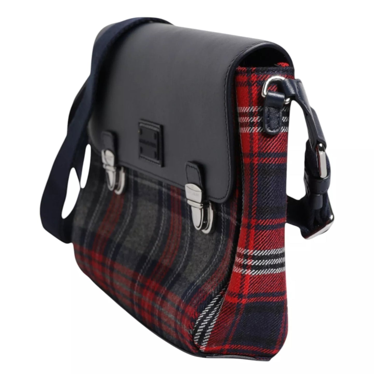 Multicolor Plaid Wool Calfskin Tartan Satchel Bag