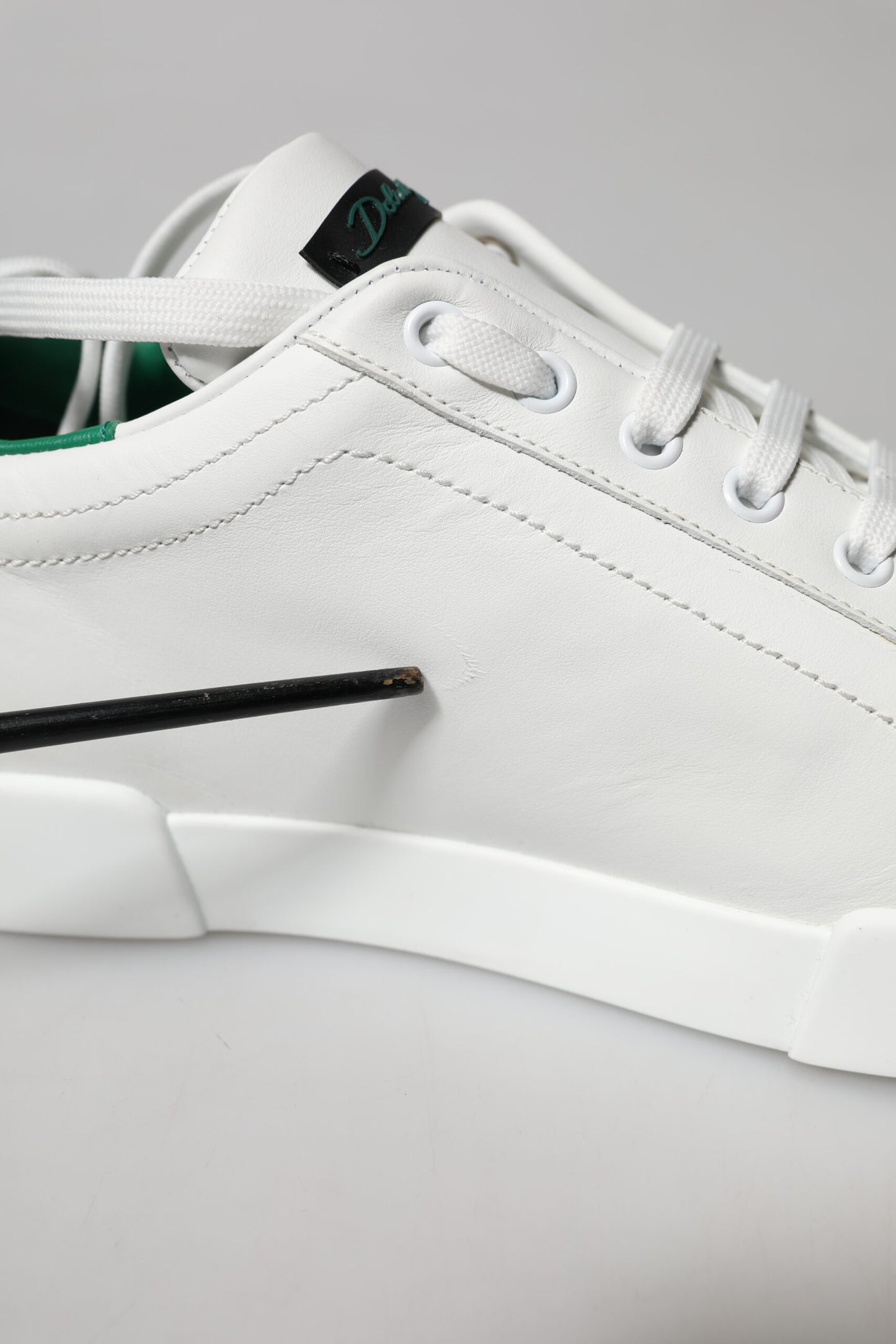 White Calf Leather Low Top Sneakers Shoes