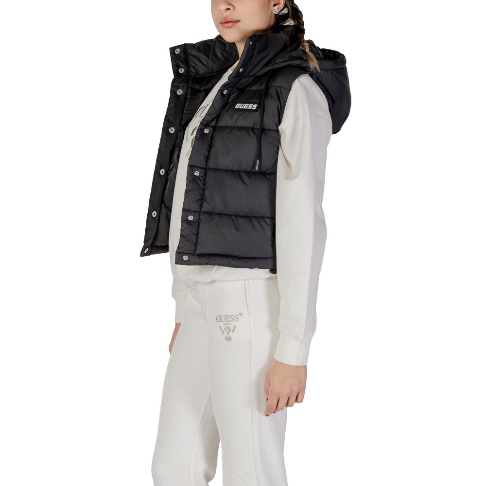 Black Polyester Sleveless Jacket