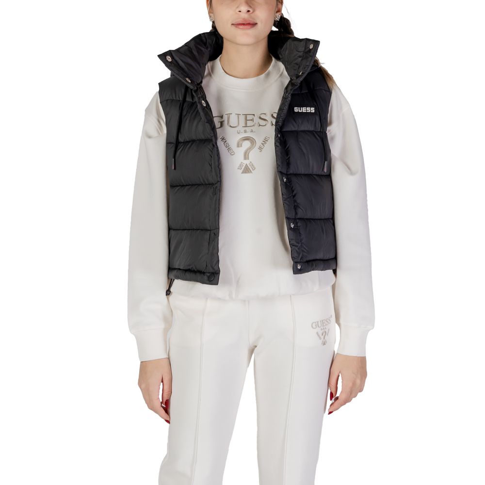 Black Polyester Sleveless Jacket