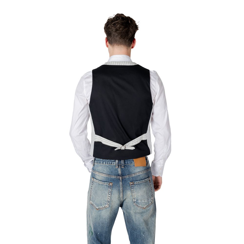 Gianni Lupo Black Linen Waistcoat