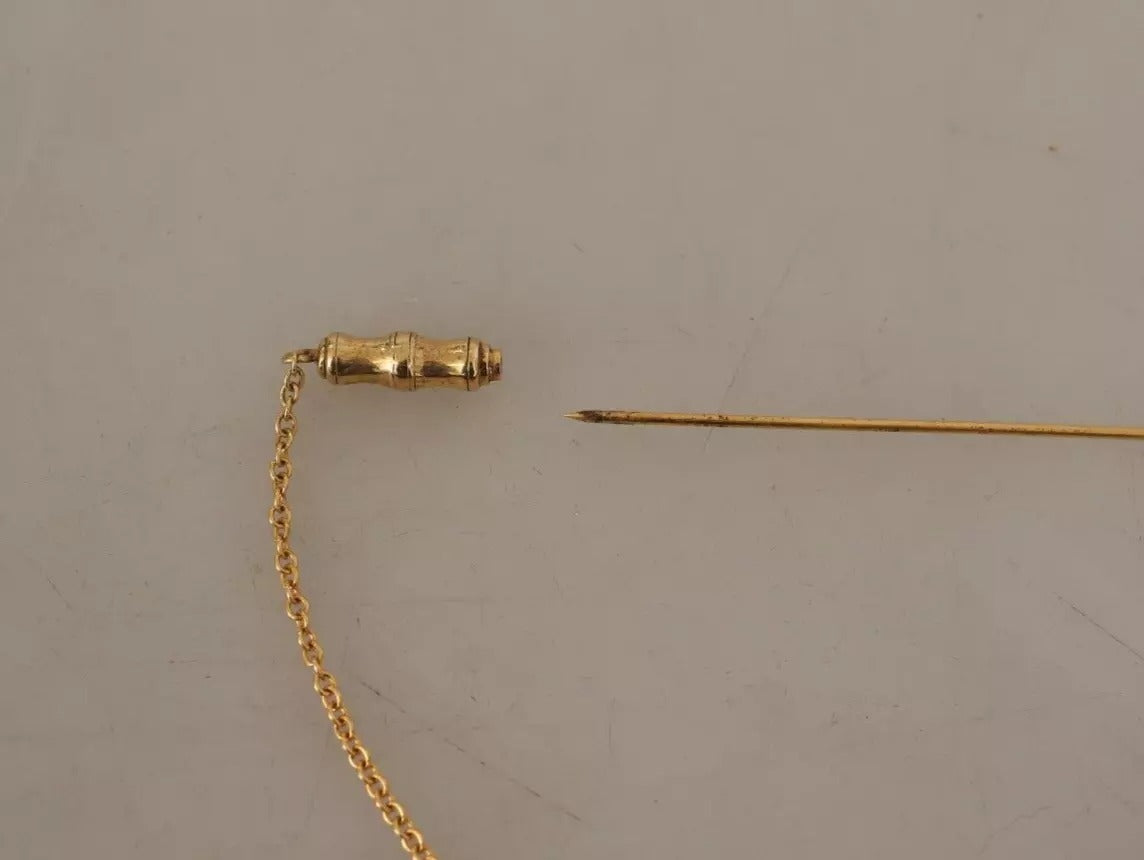 Dolce & Gabbana Gold Tone 925 Sterling Silver Crystal Chain Brooch