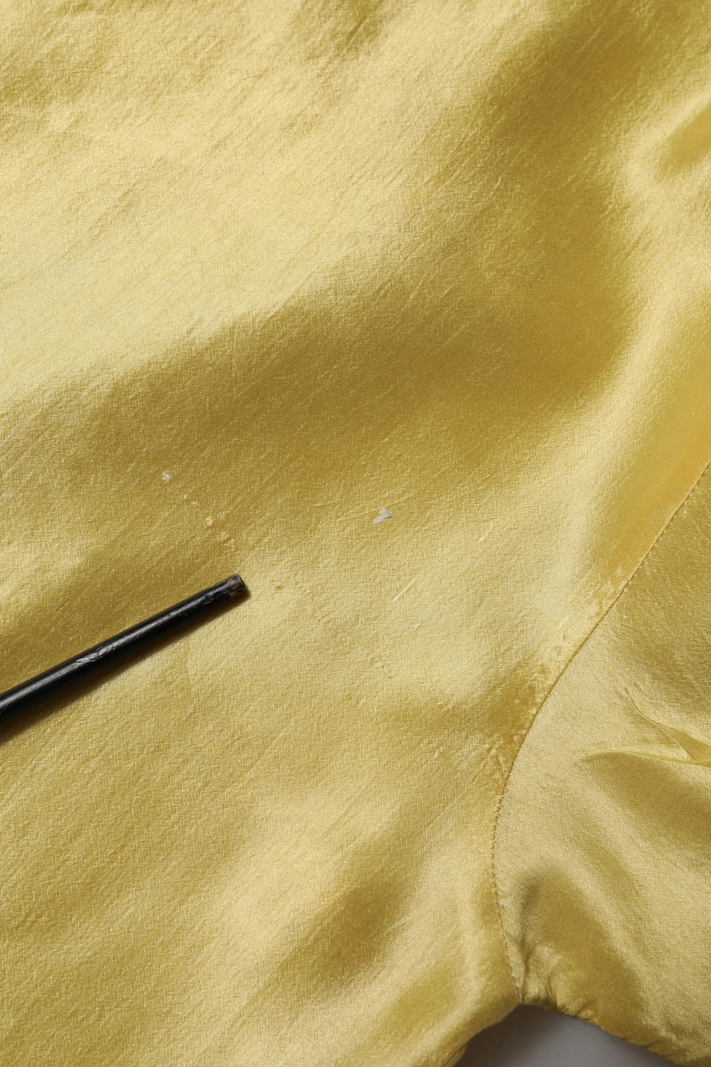 Yellow Silk Satin Floral Lace Short Sleeves Top