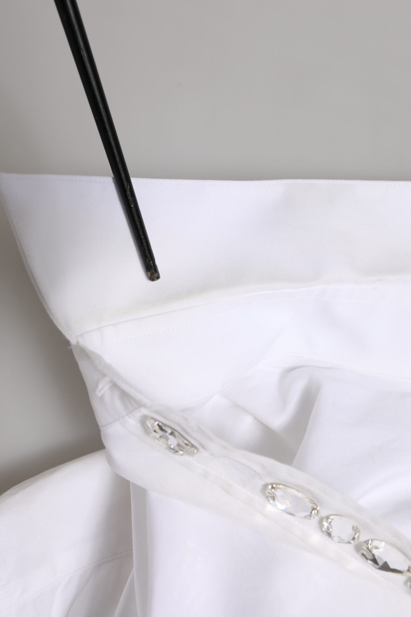 Dolce & Gabbana White Crystal Embellished Dress Shirt Top