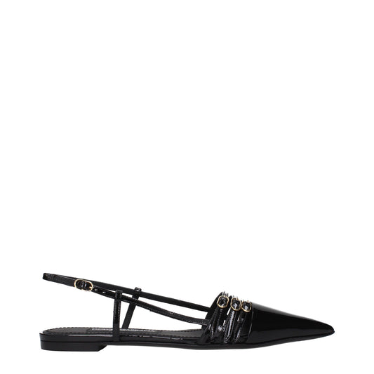 Black Leather Flat Sandals