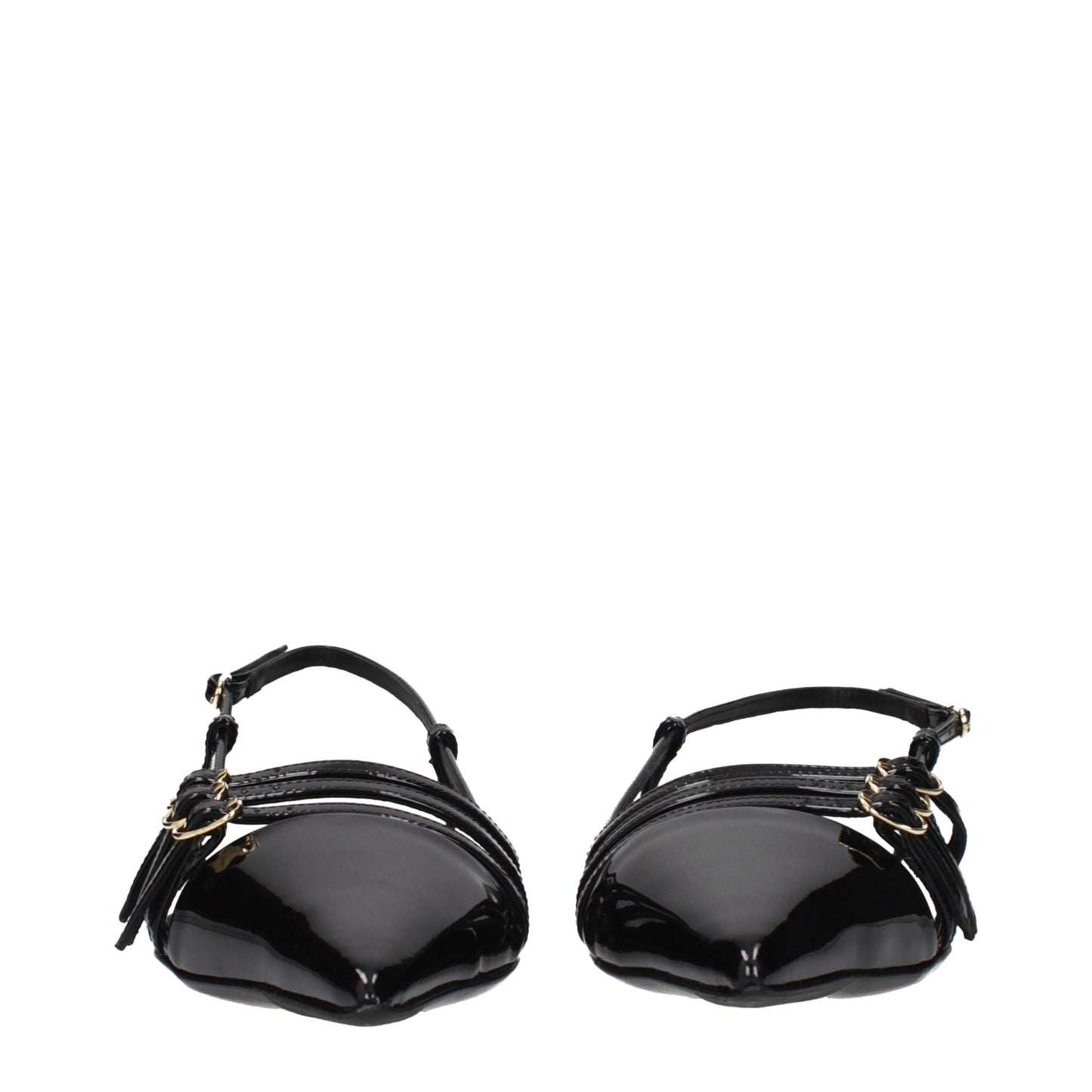 Black Leather Flat Sandals