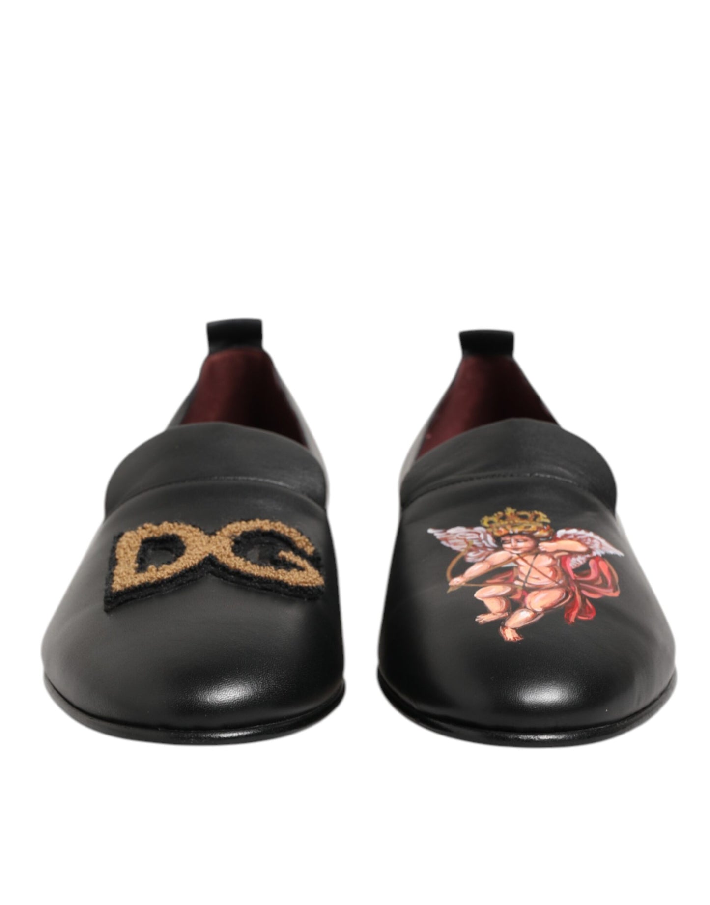 Black DG Angel Leather Slip On Loafers Shoes