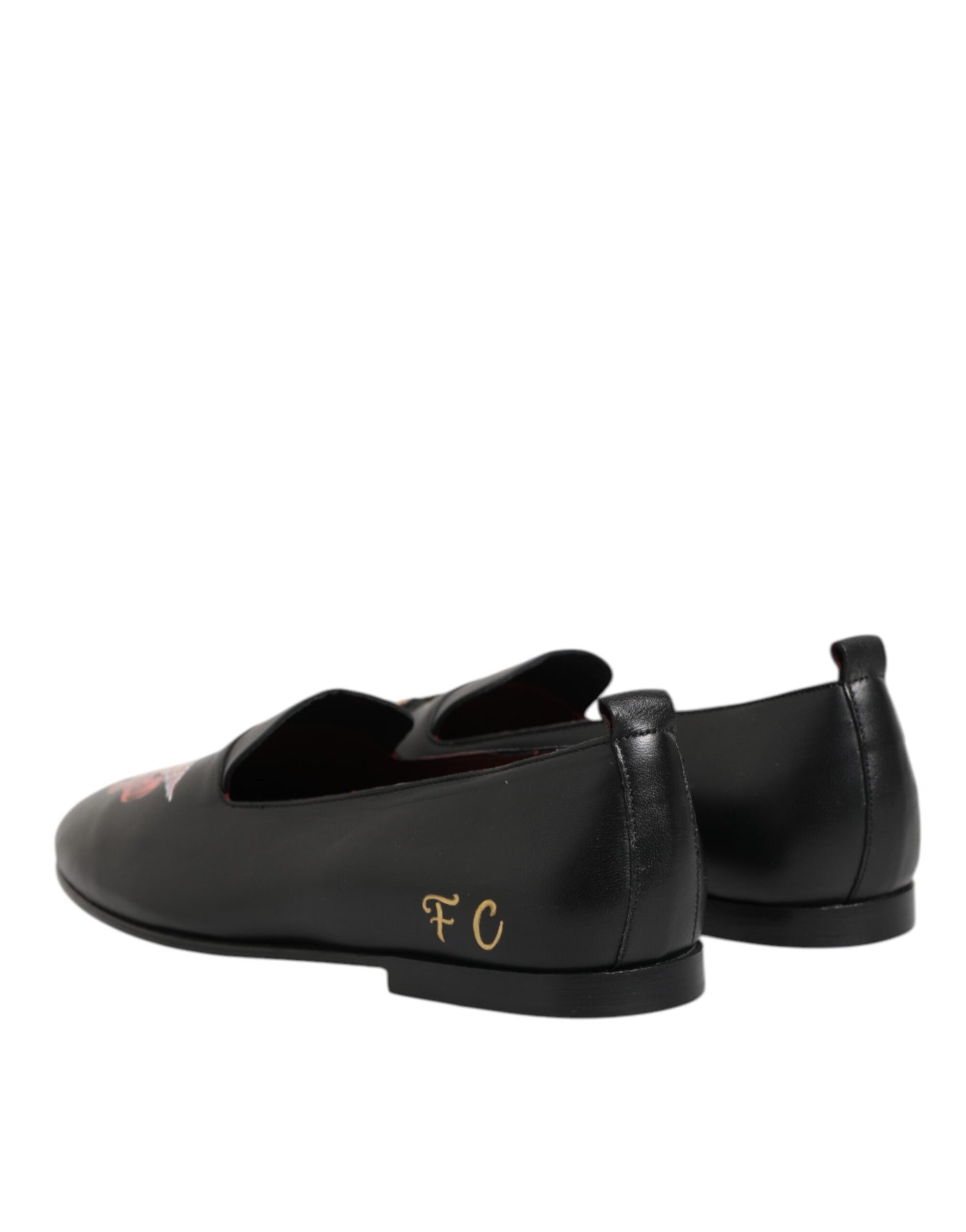 Black DG Angel Leather Slip On Loafers Shoes
