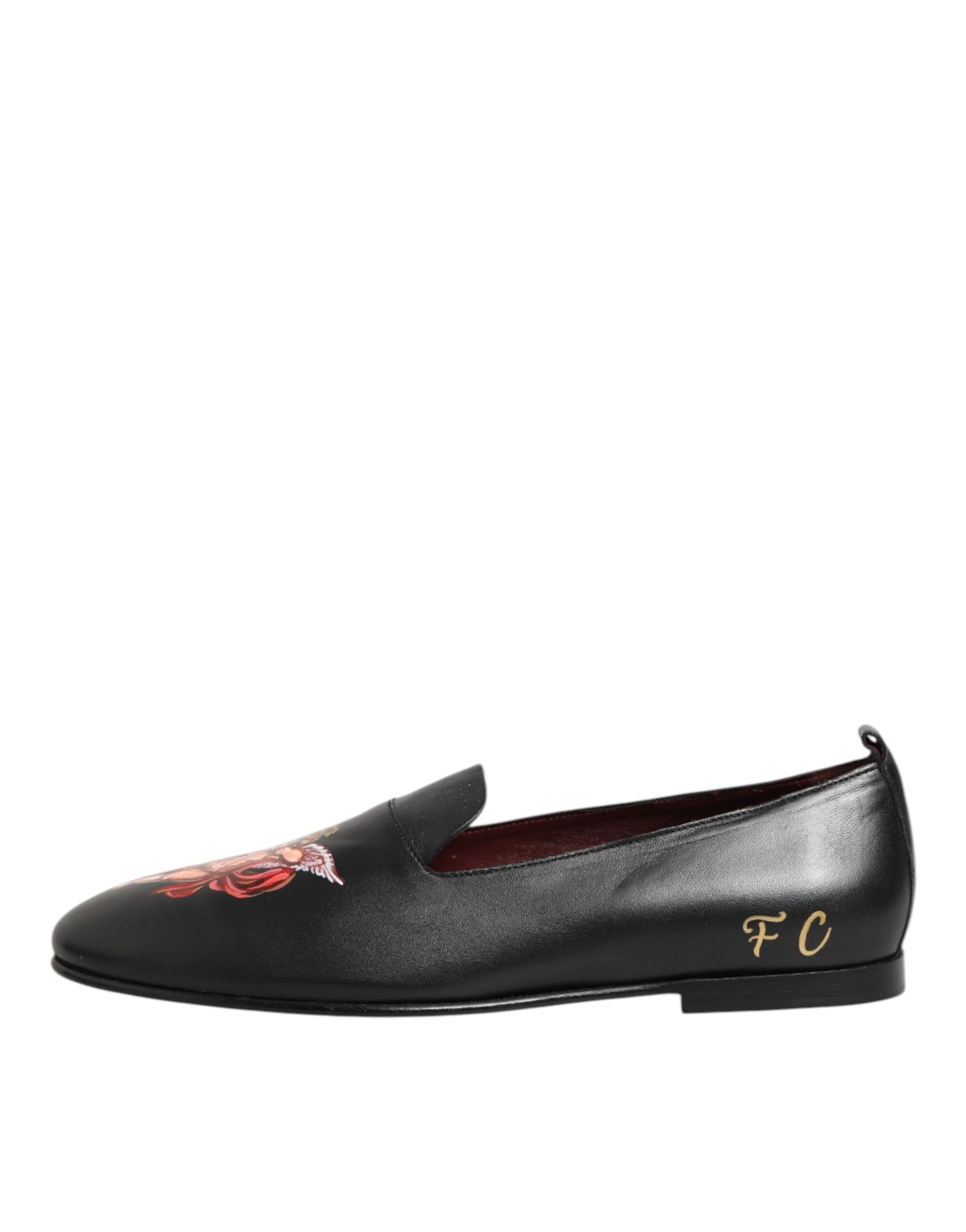 Black DG Angel Leather Slip On Loafers Shoes
