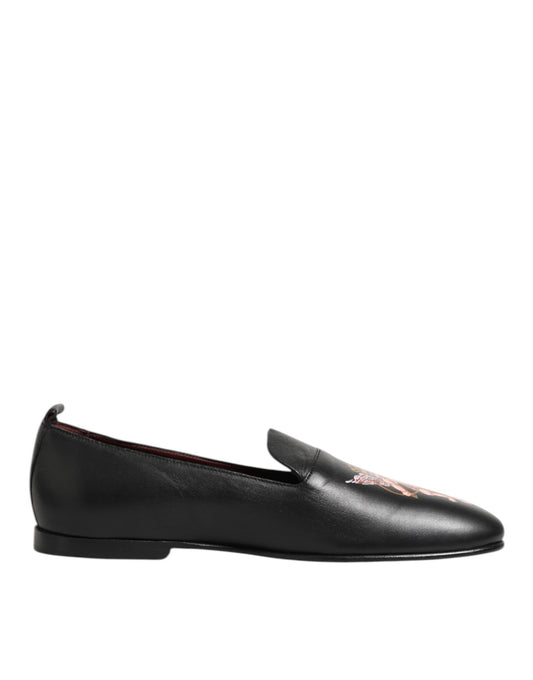 Black DG Angel Leather Slip On Loafers Shoes