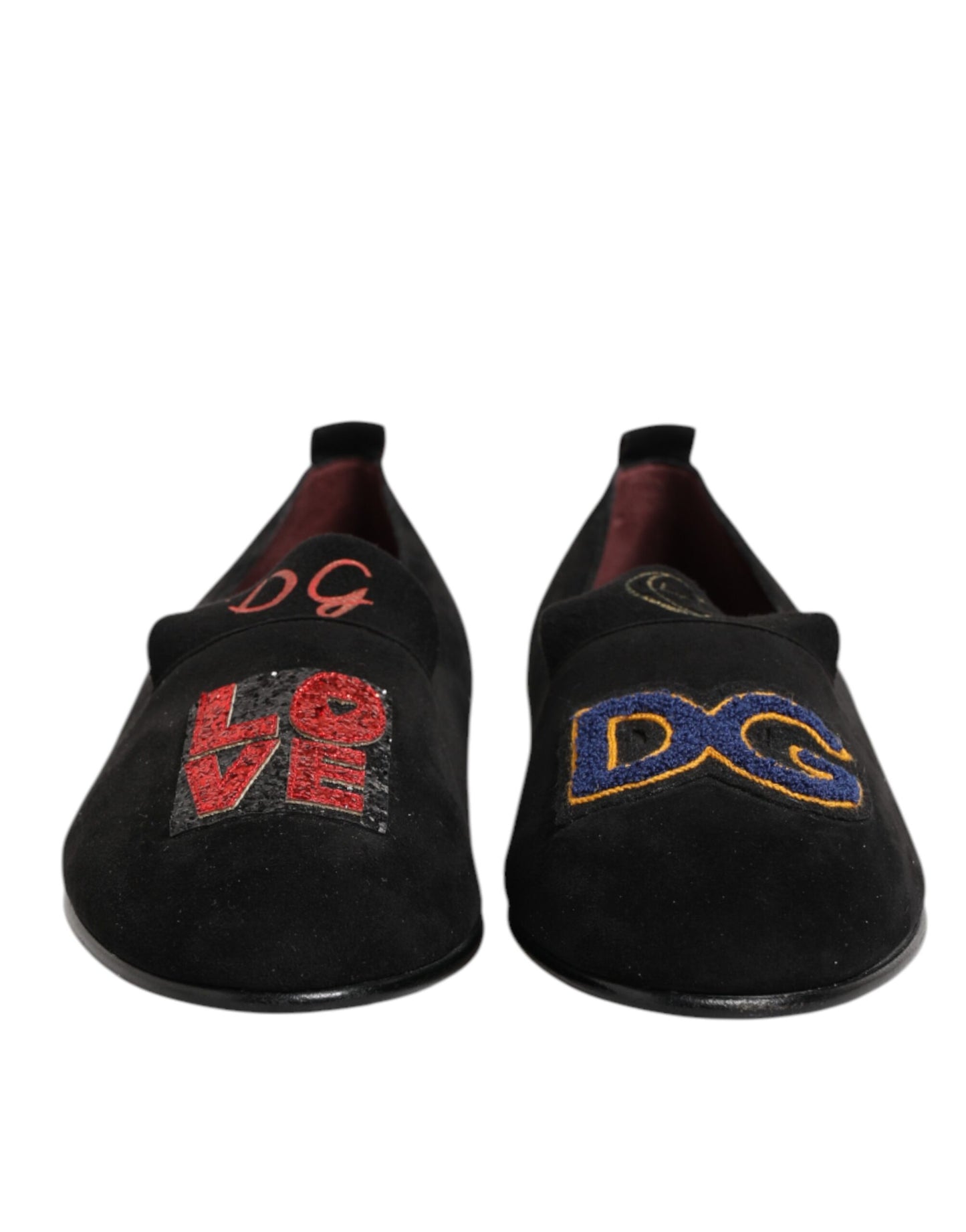 Black DG Love Leather Slip On Loafers Shoes