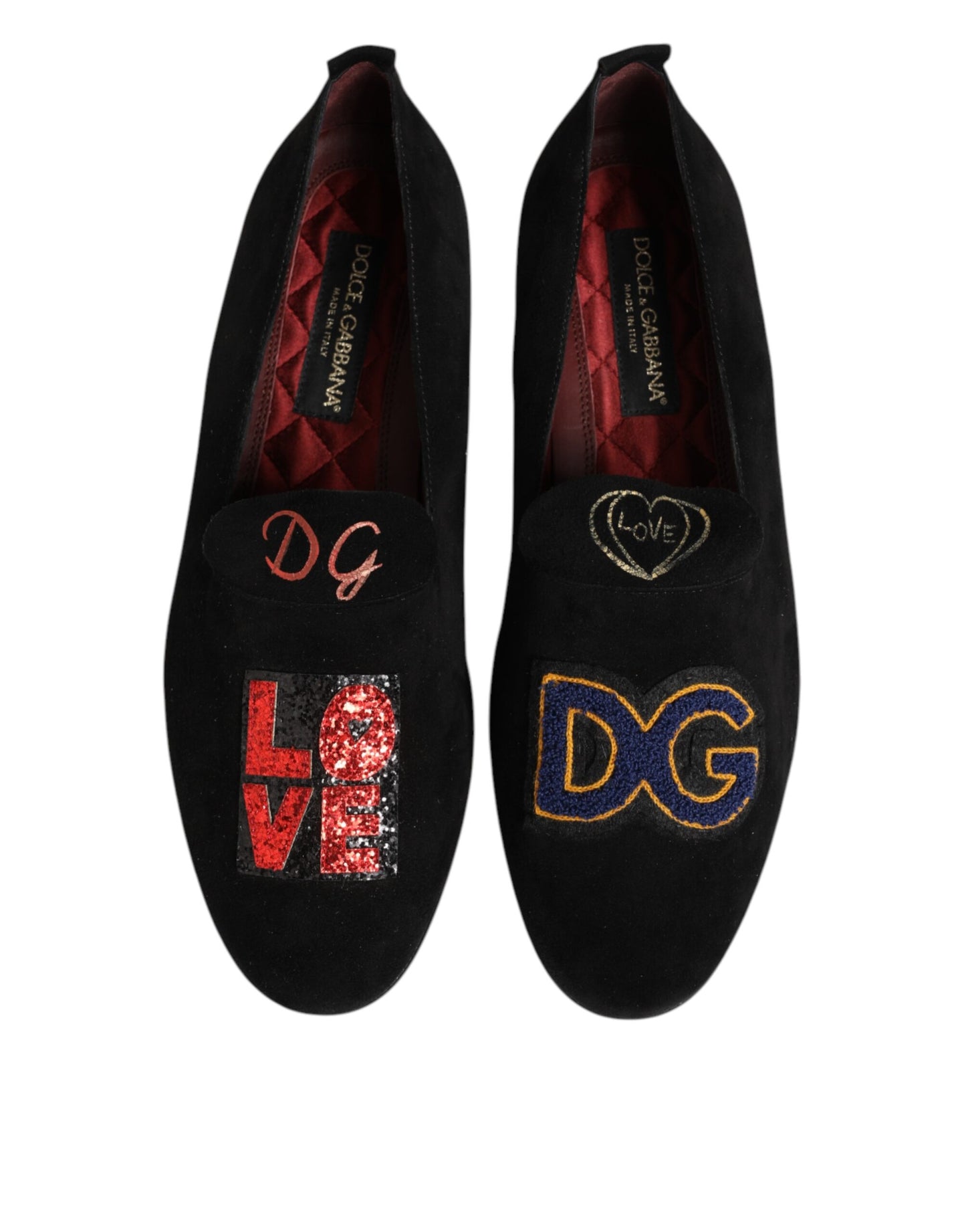 Black DG Love Leather Slip On Loafers Shoes