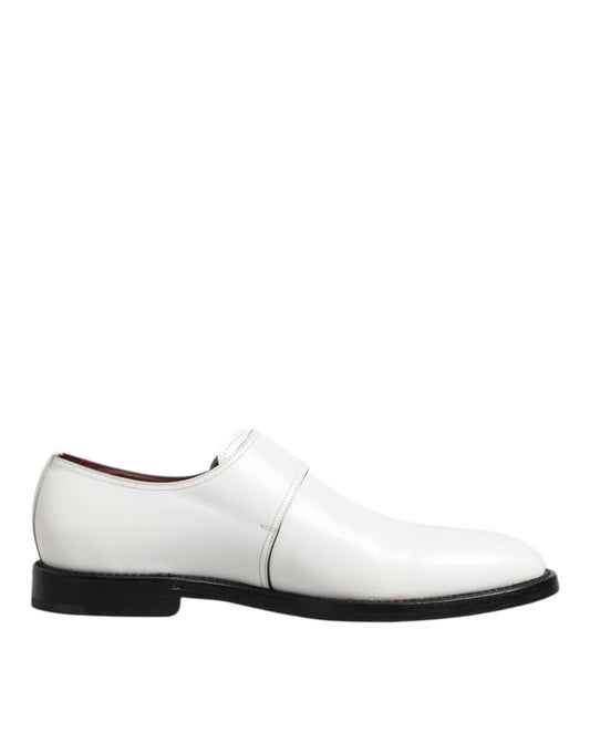 White Leather Monk Strap Formal Derby Shoes