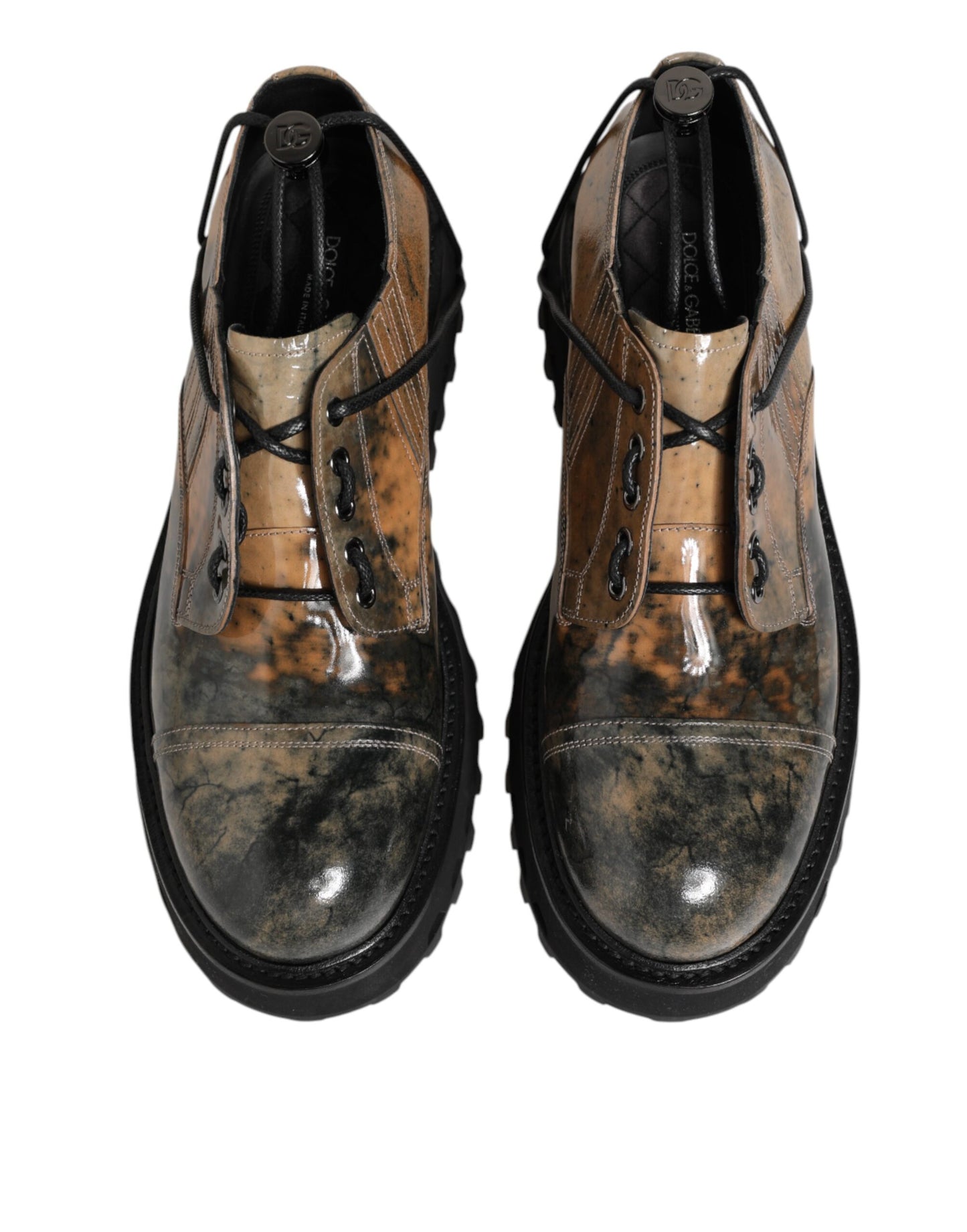 Brown Gray Lace Up Chunky Derby Men Shoes