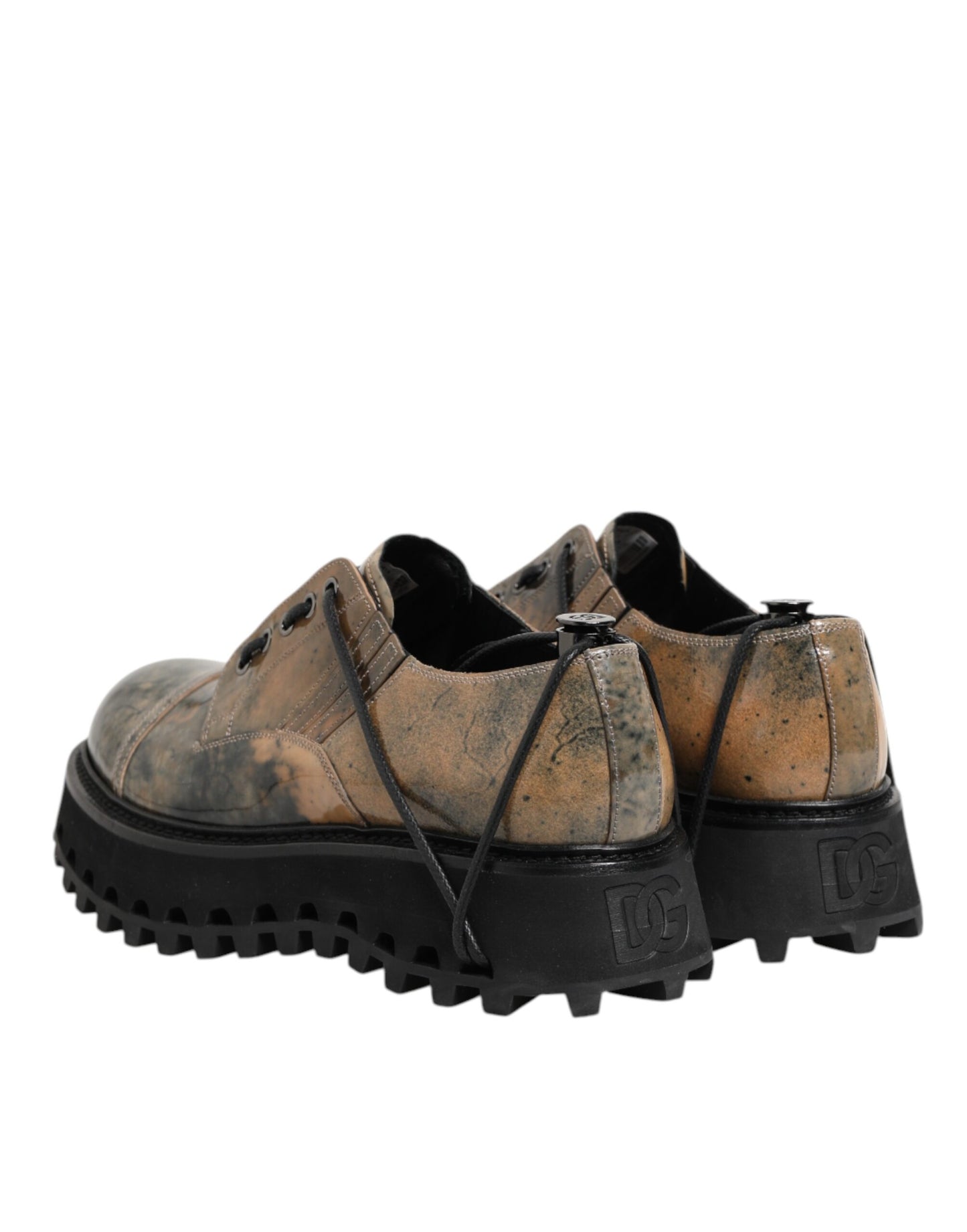 Brown Gray Lace Up Chunky Derby Men Shoes