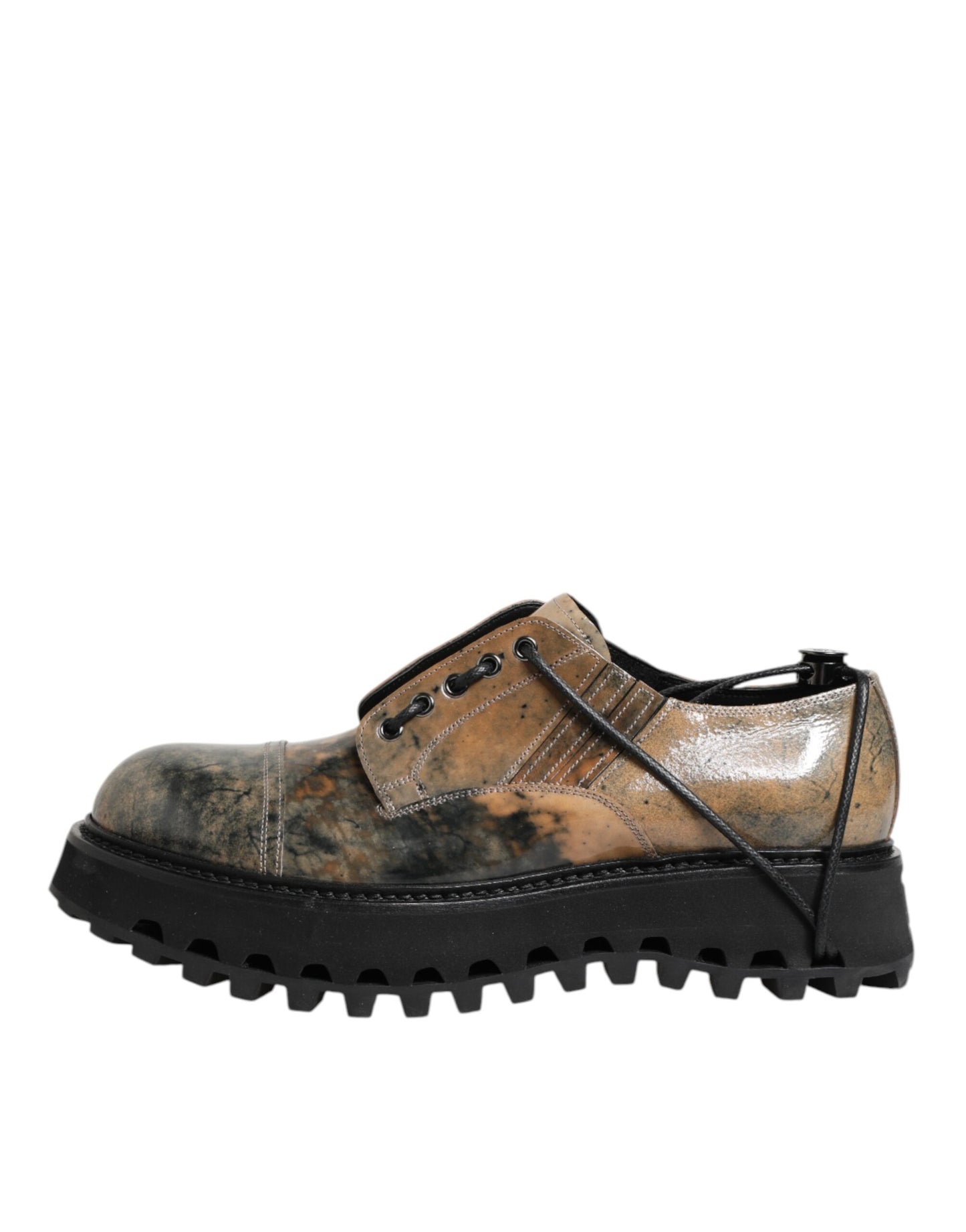 Brown Gray Lace Up Chunky Derby Men Shoes