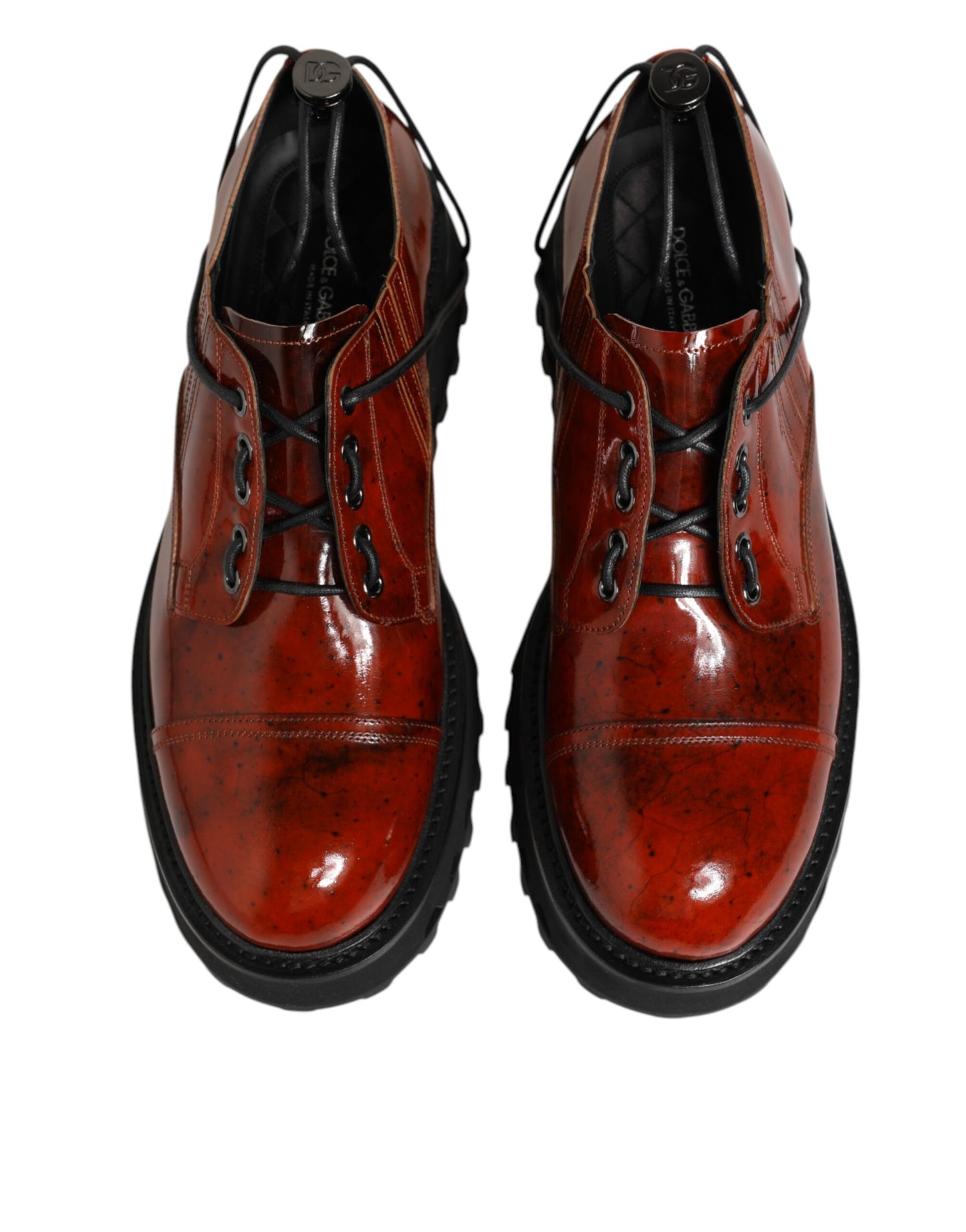 Brown Red Leather Lace Up Derby Dress Shoes