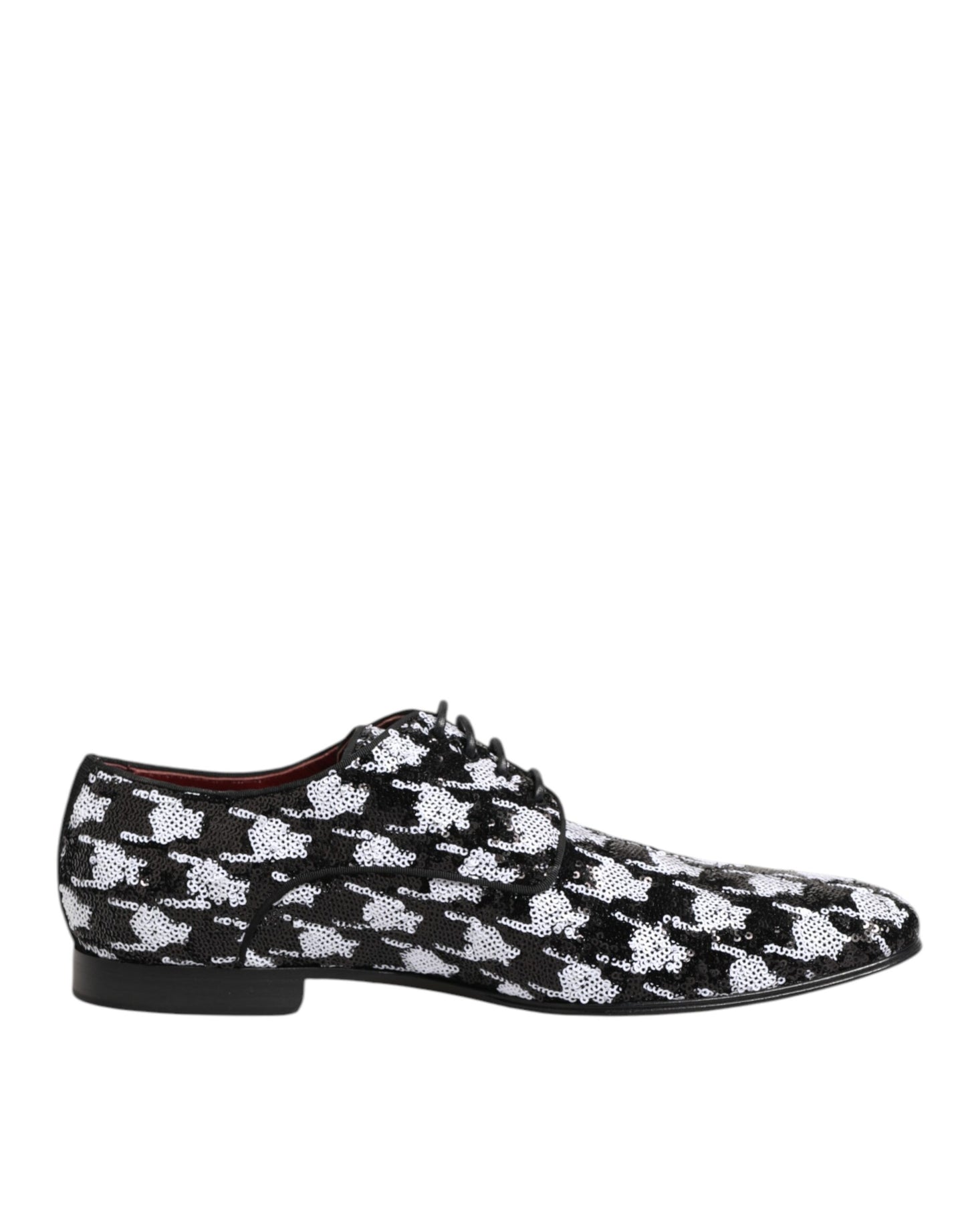 Dress Black White Sequined Lace Up Derby Shoes