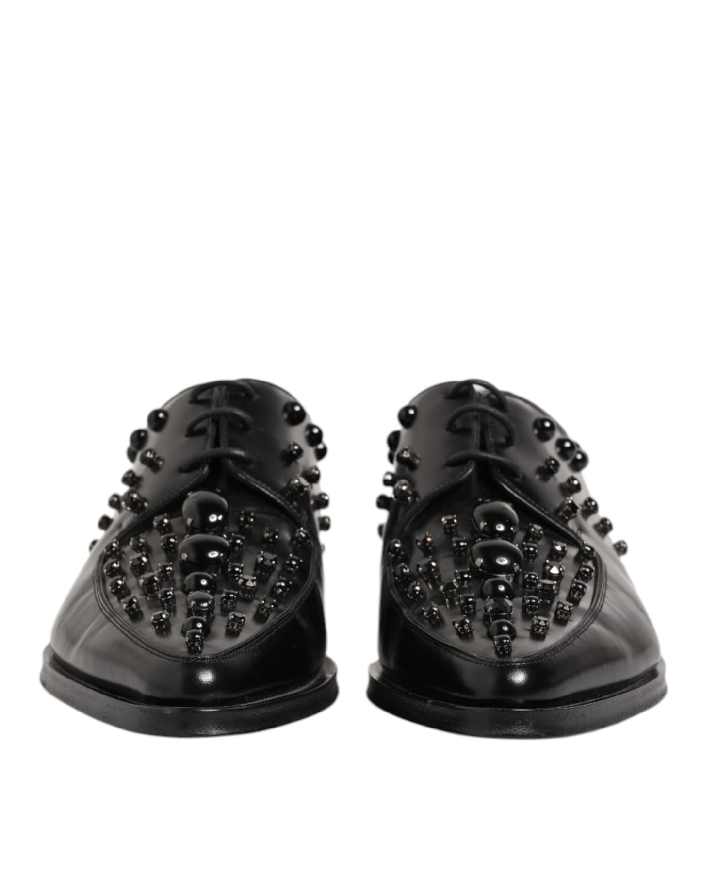 Black Crystal Embellished Derby Men Shoes