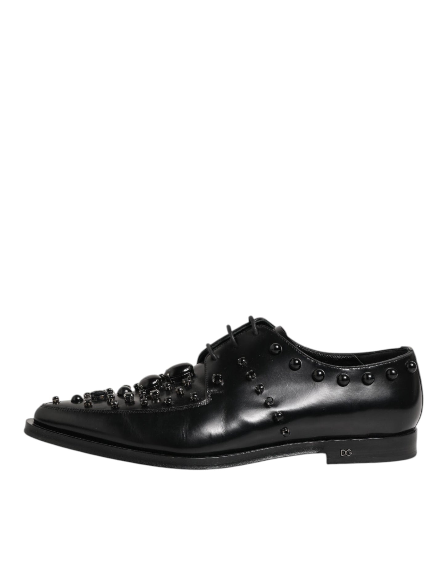 Black Crystal Embellished Derby Men Shoes