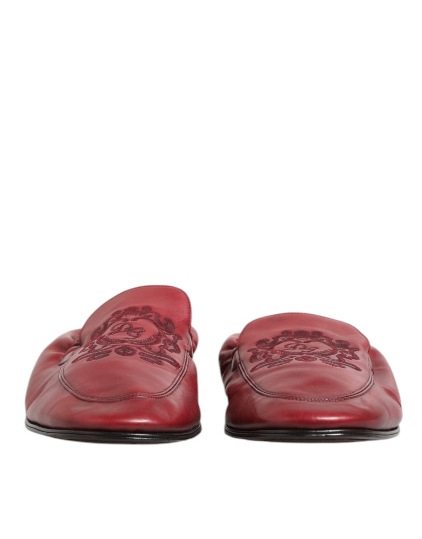 Red Leather Slip On Men Flat Loafers Shoes