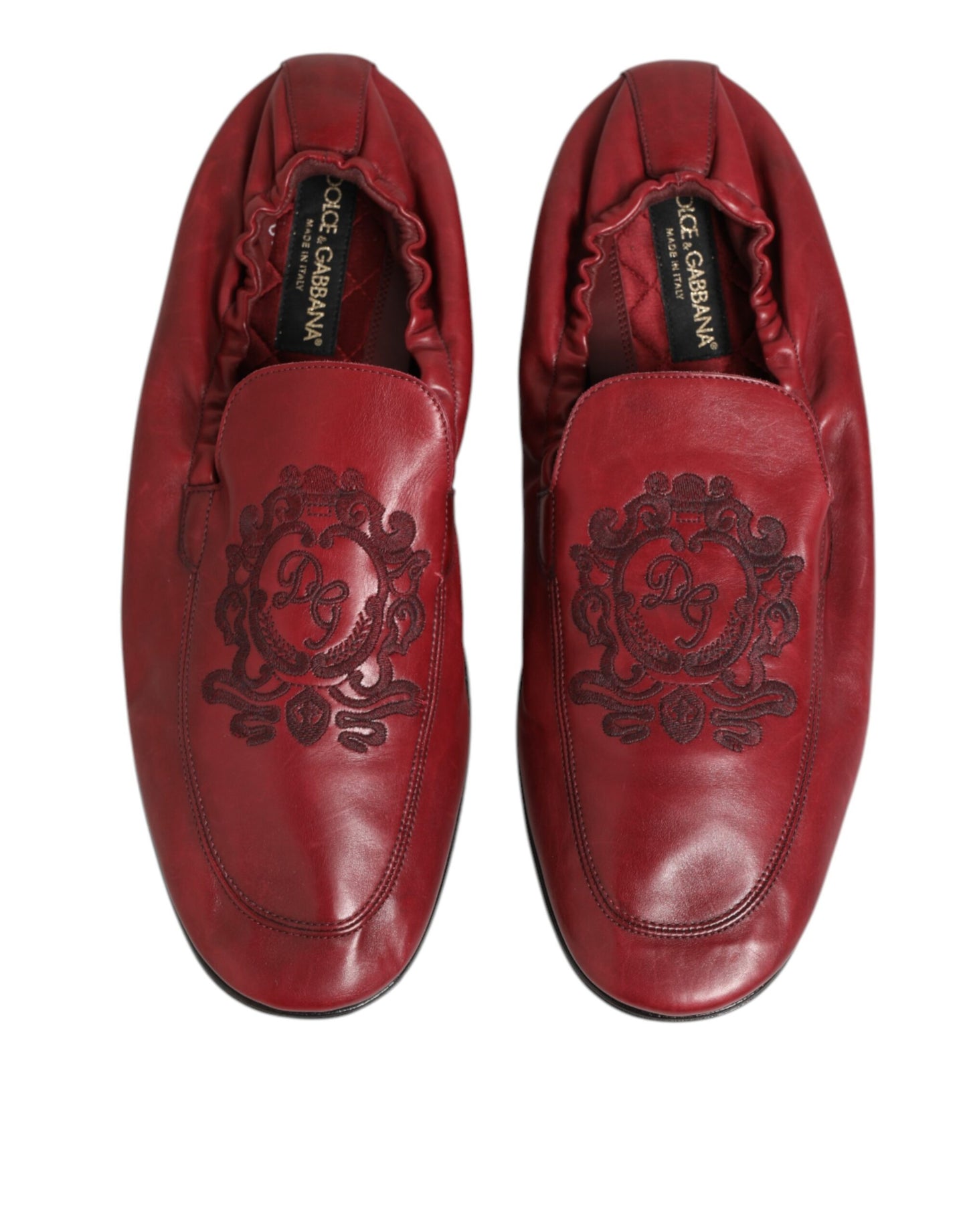 Red Leather Slip On Men Flat Loafers Shoes