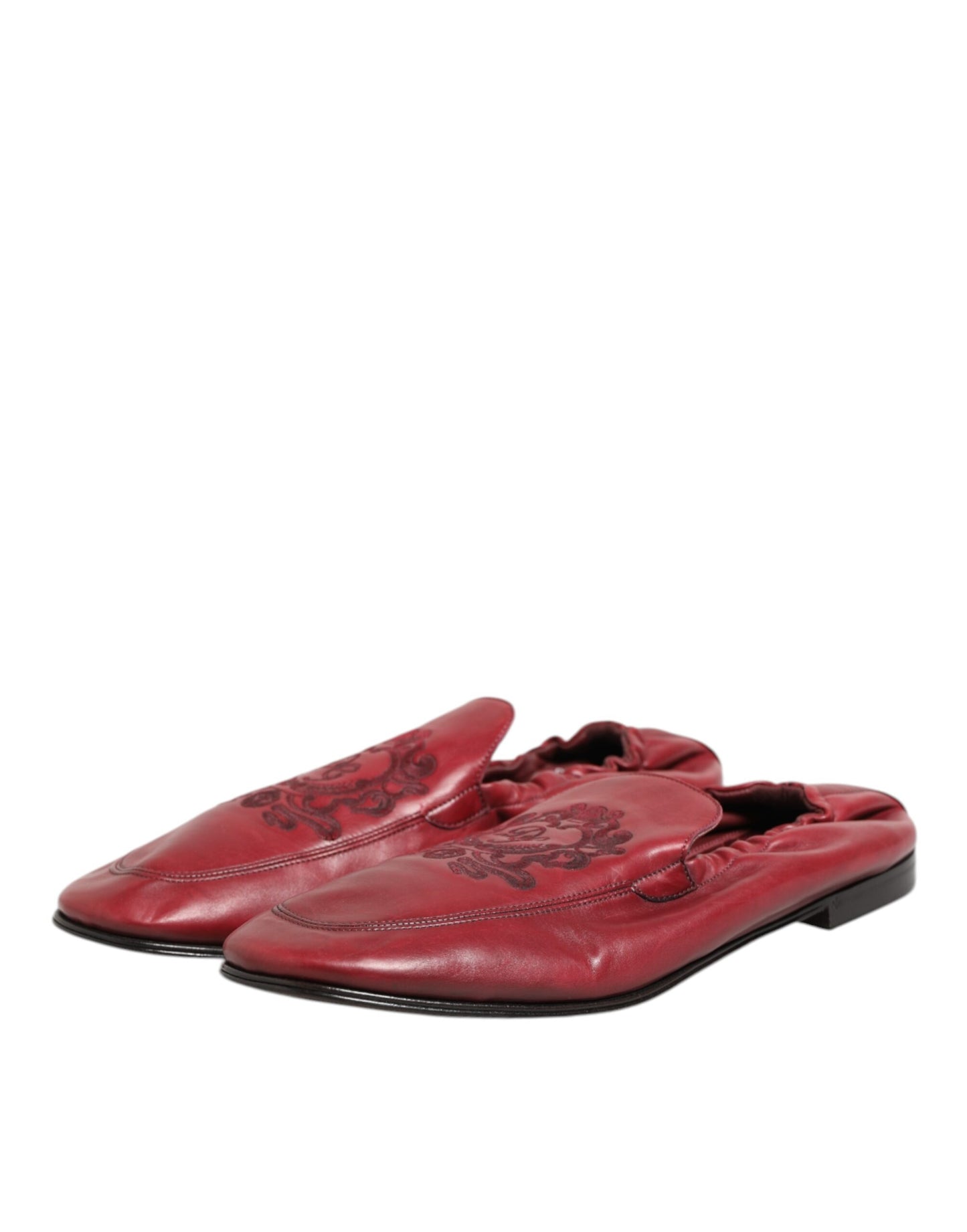 Red Leather Slip On Men Flat Loafers Shoes