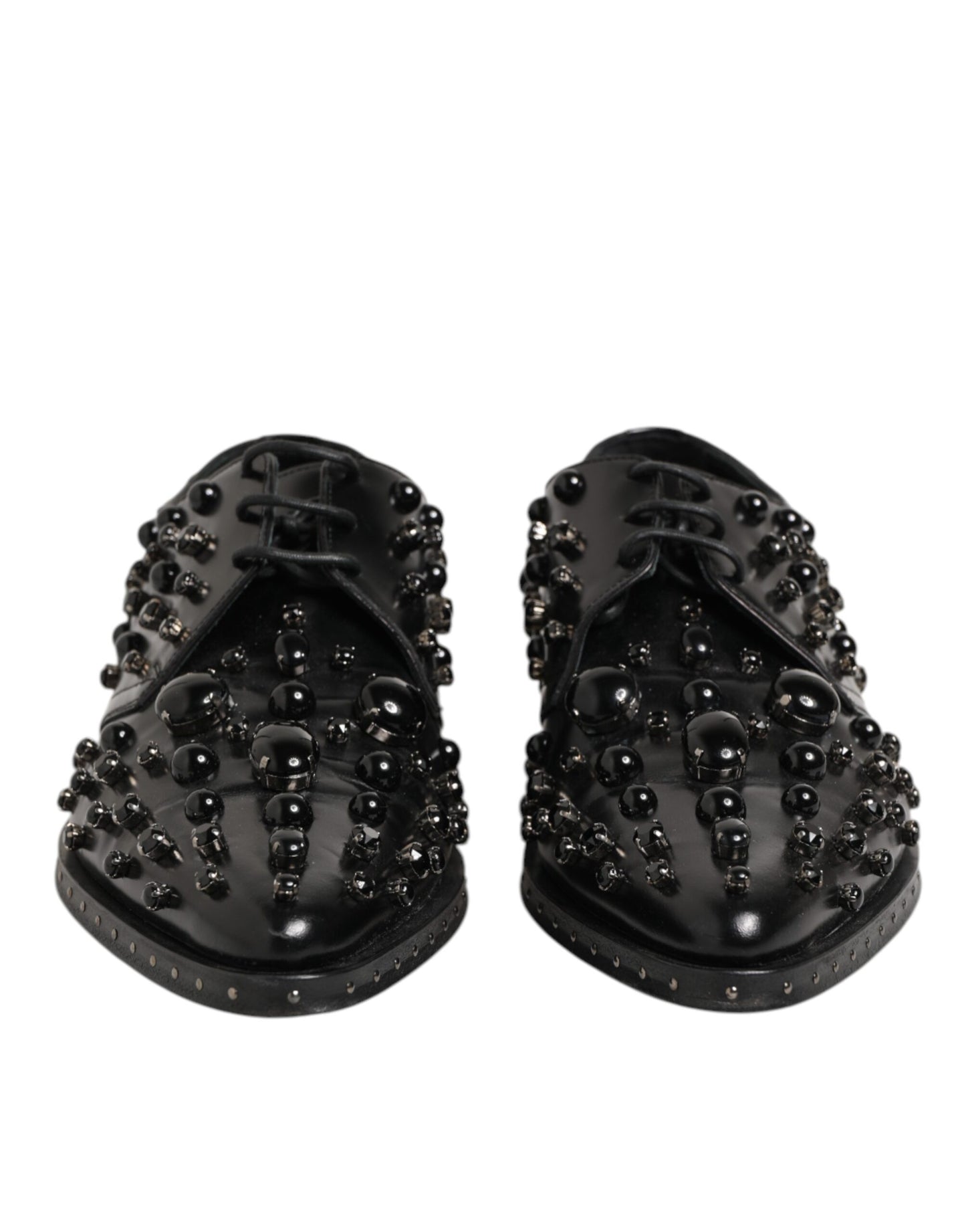 Black Crystal Embellished Formal Derby Shoes
